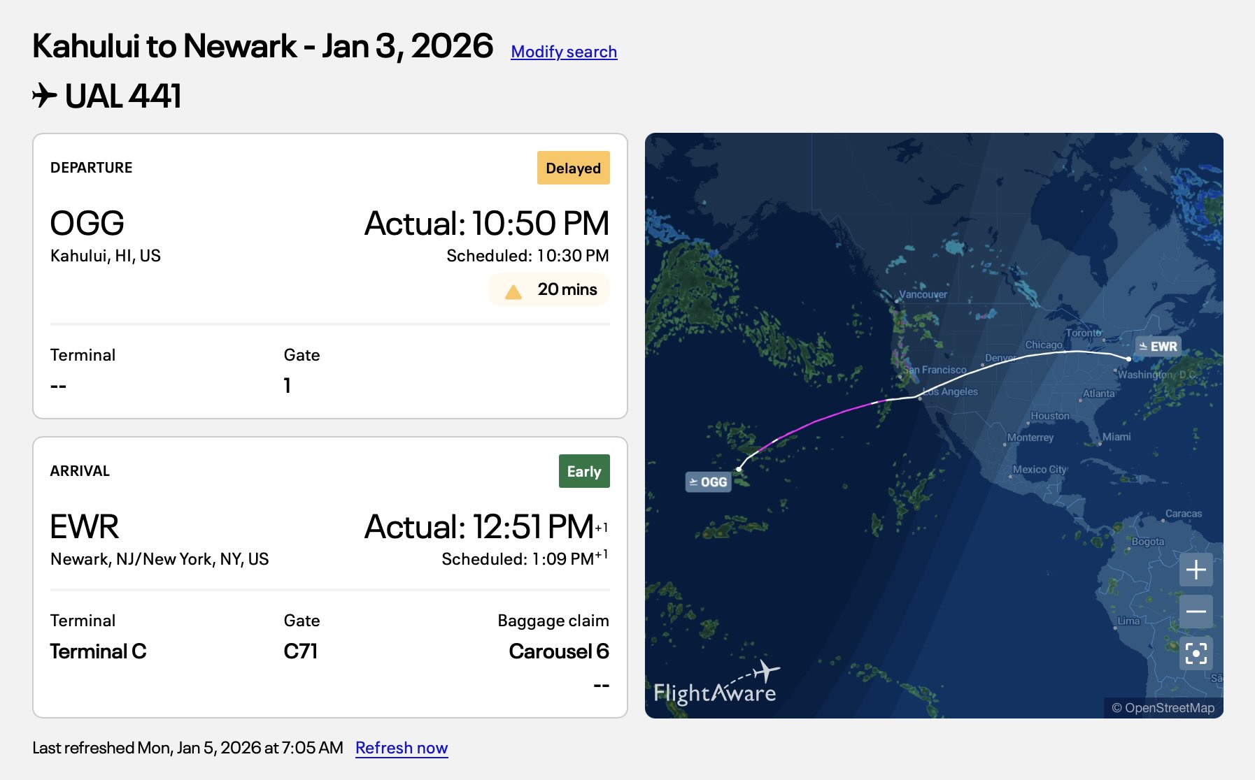 a screenshot of a flight schedule