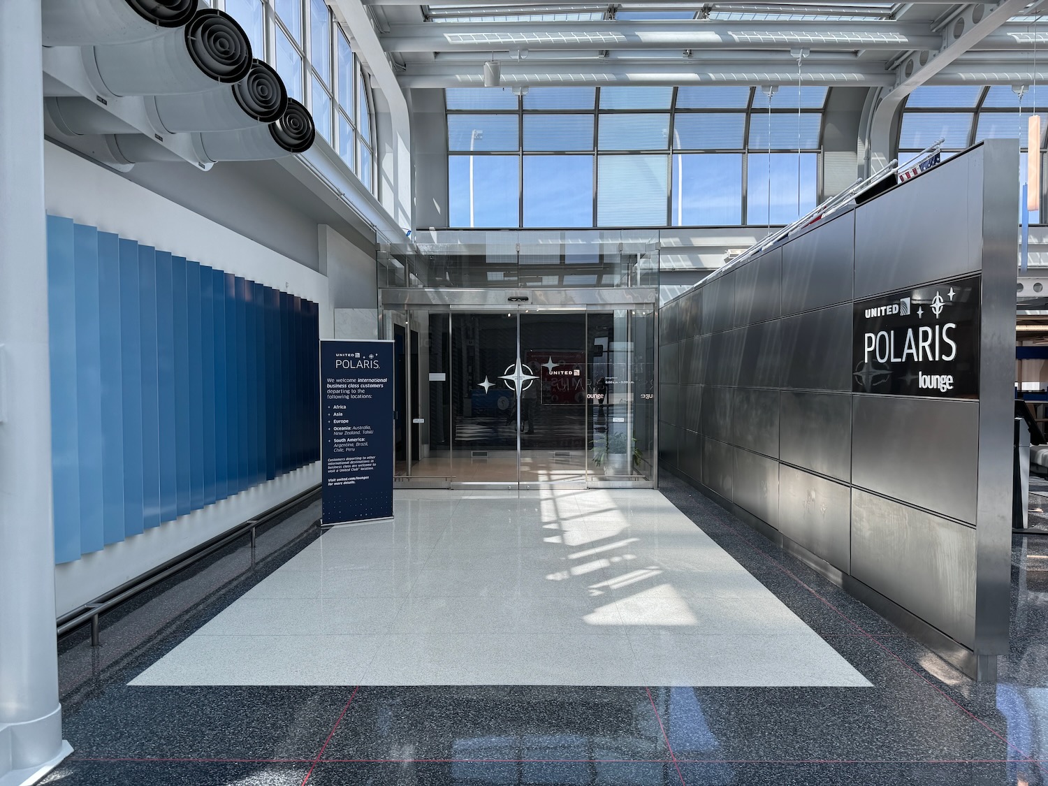 a glass door in a building