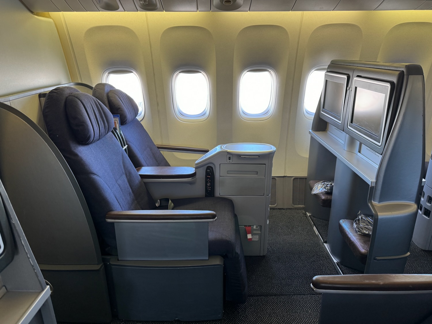 a seat in an airplane