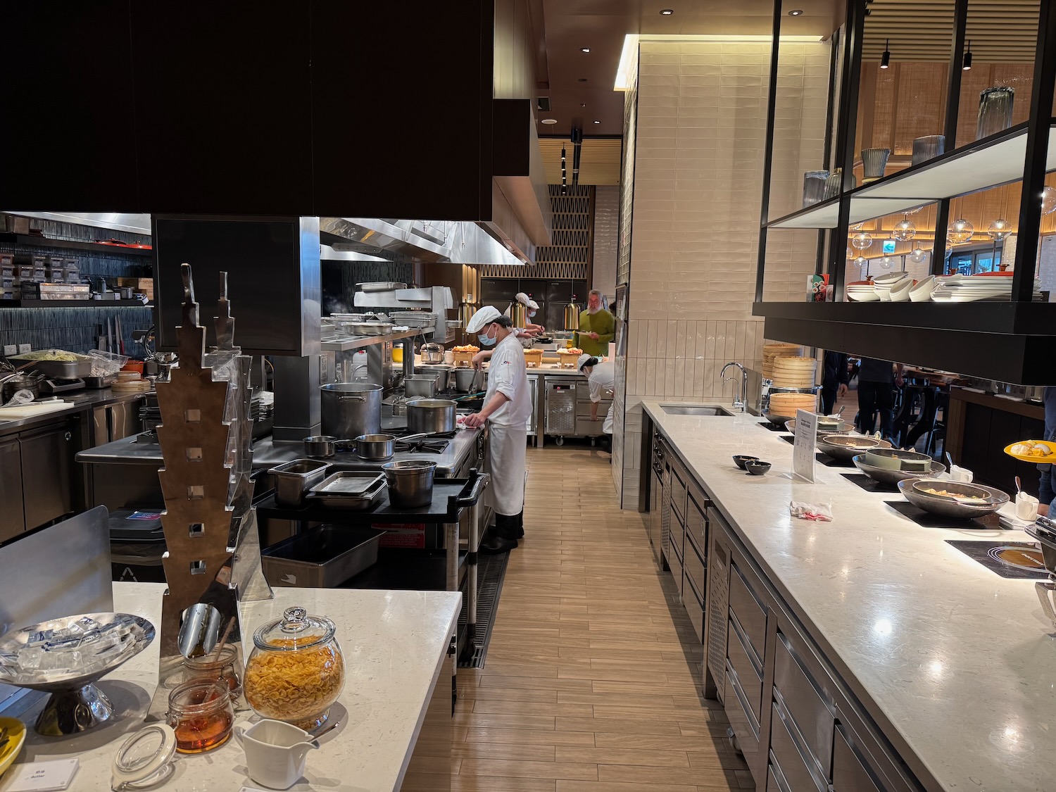 a chef cooking in a commercial kitchen
