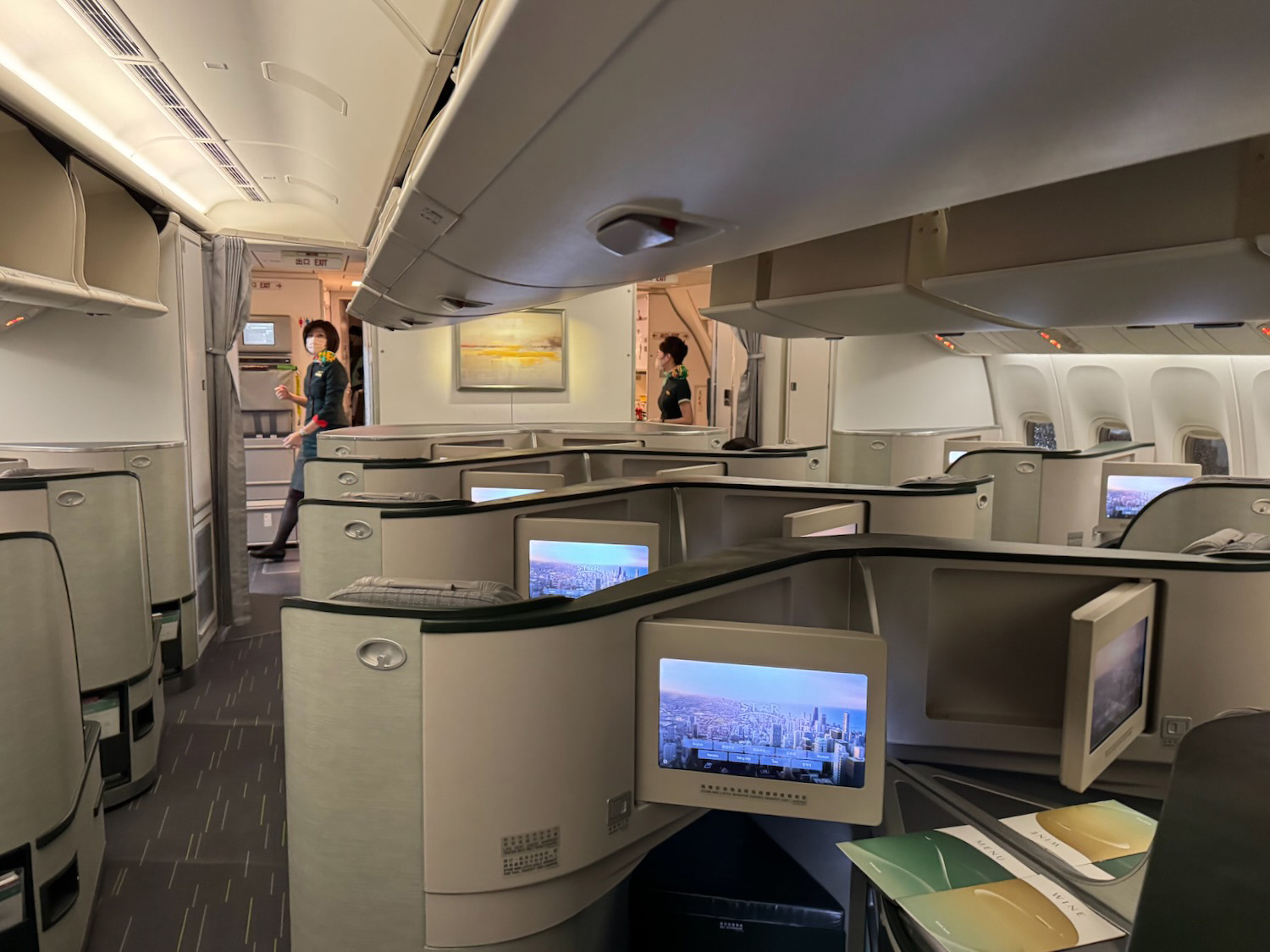 a group of people in an airplane