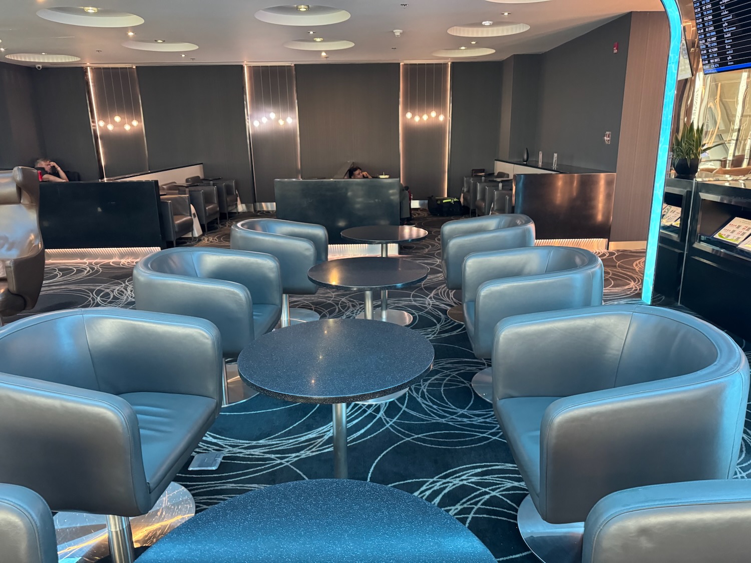 a room with chairs and tables