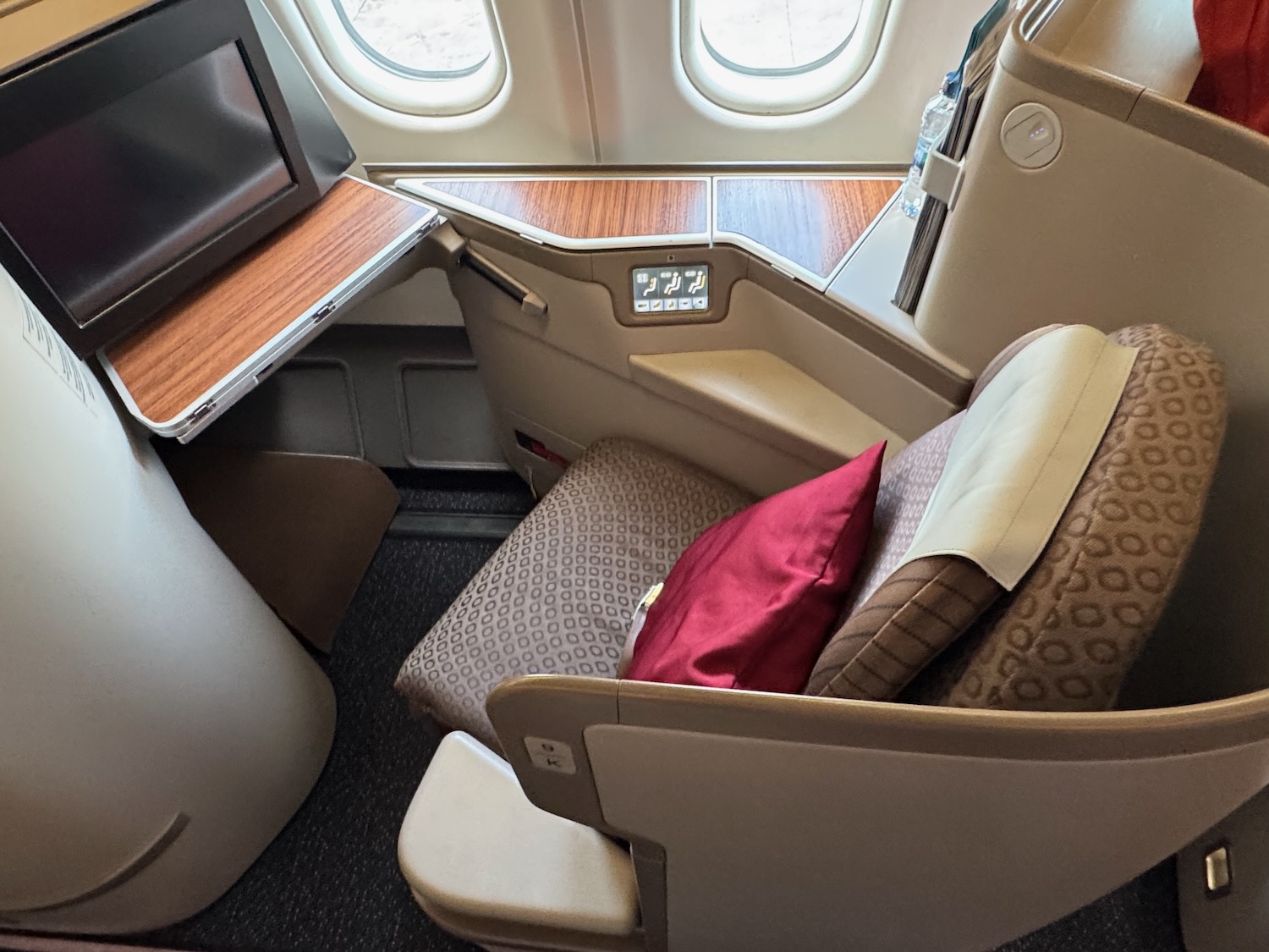 a seat in an airplane