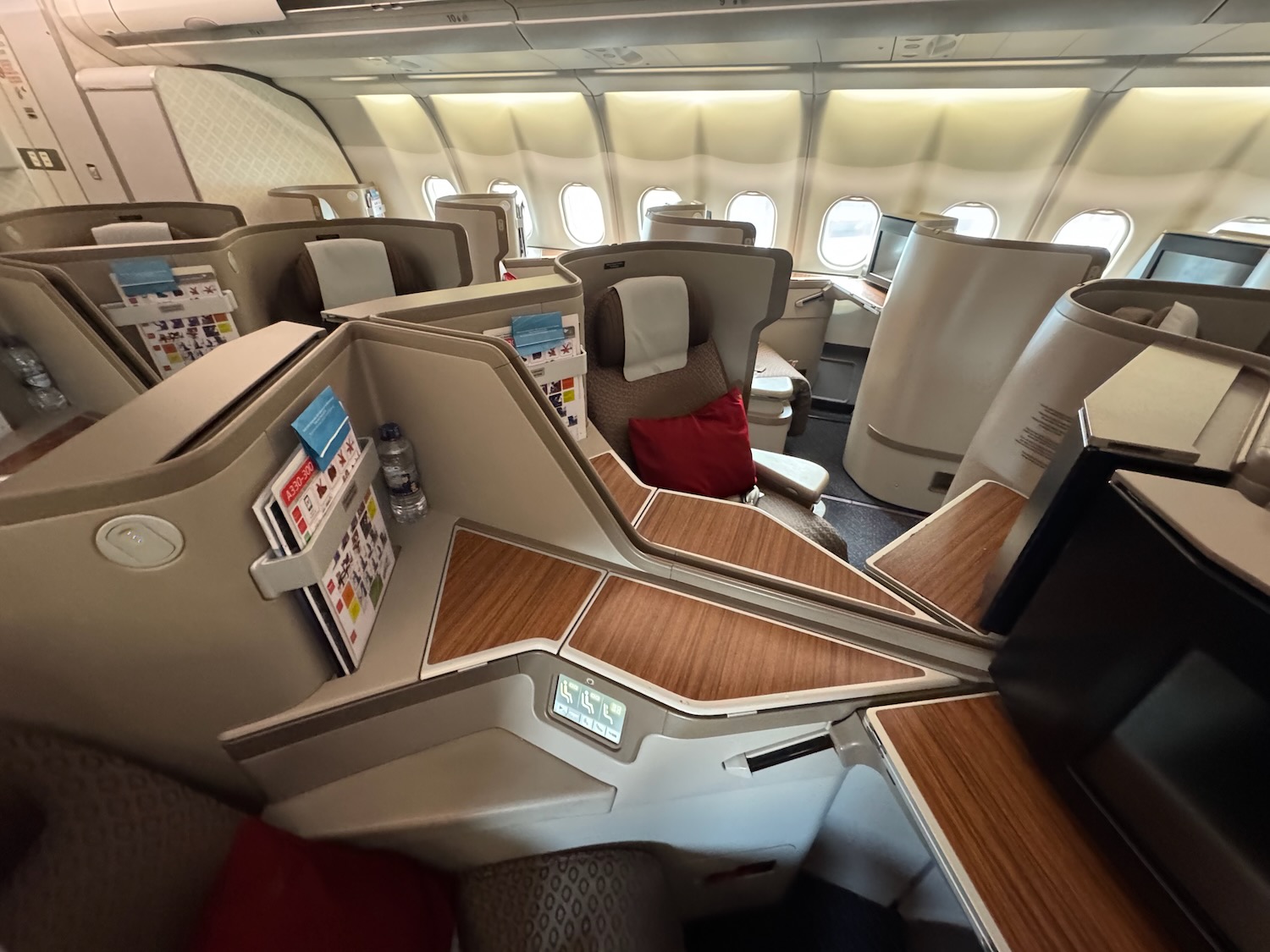 a plane with seats and windows