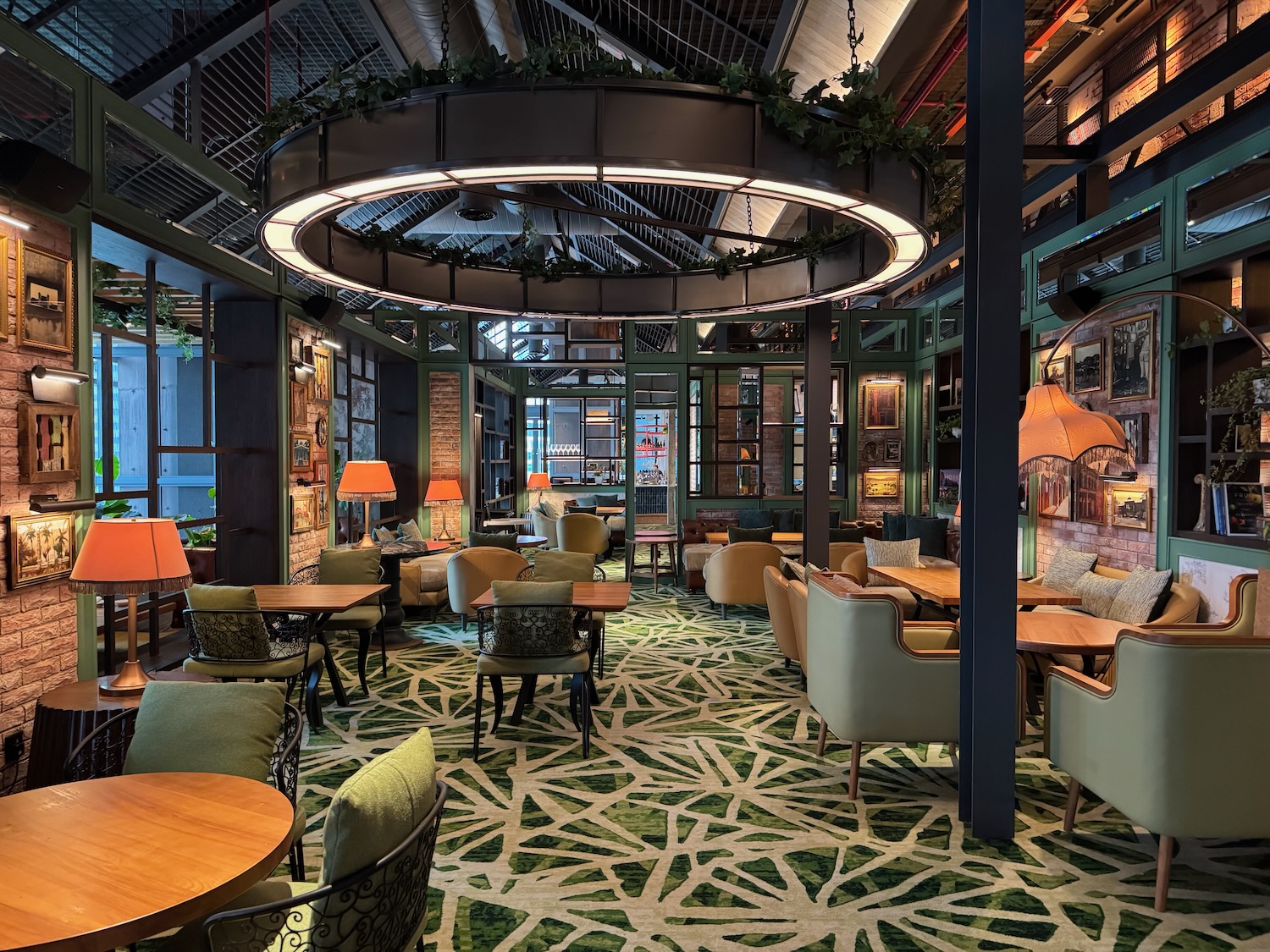 a room with tables and chairs