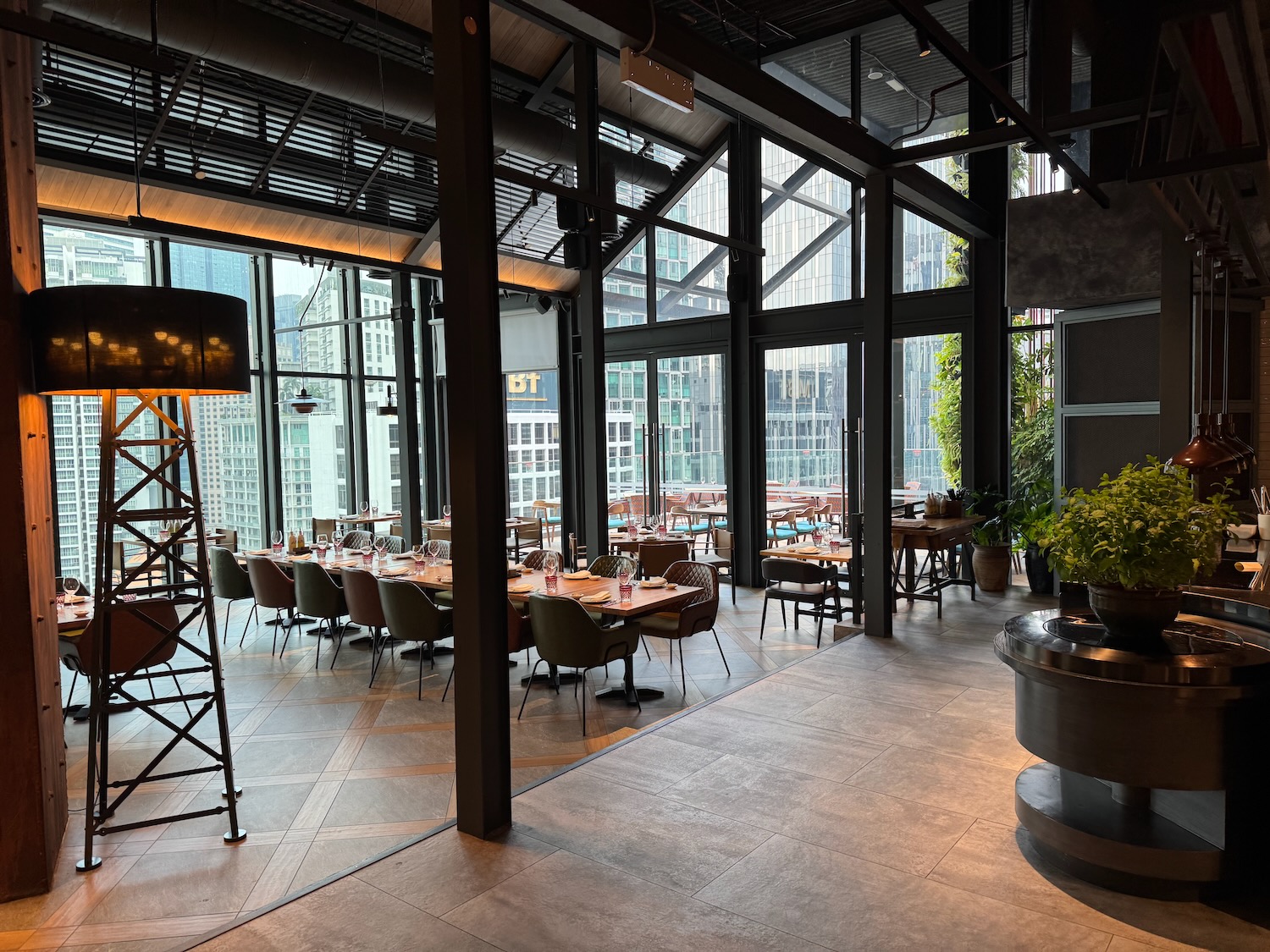 a room with tables and chairs