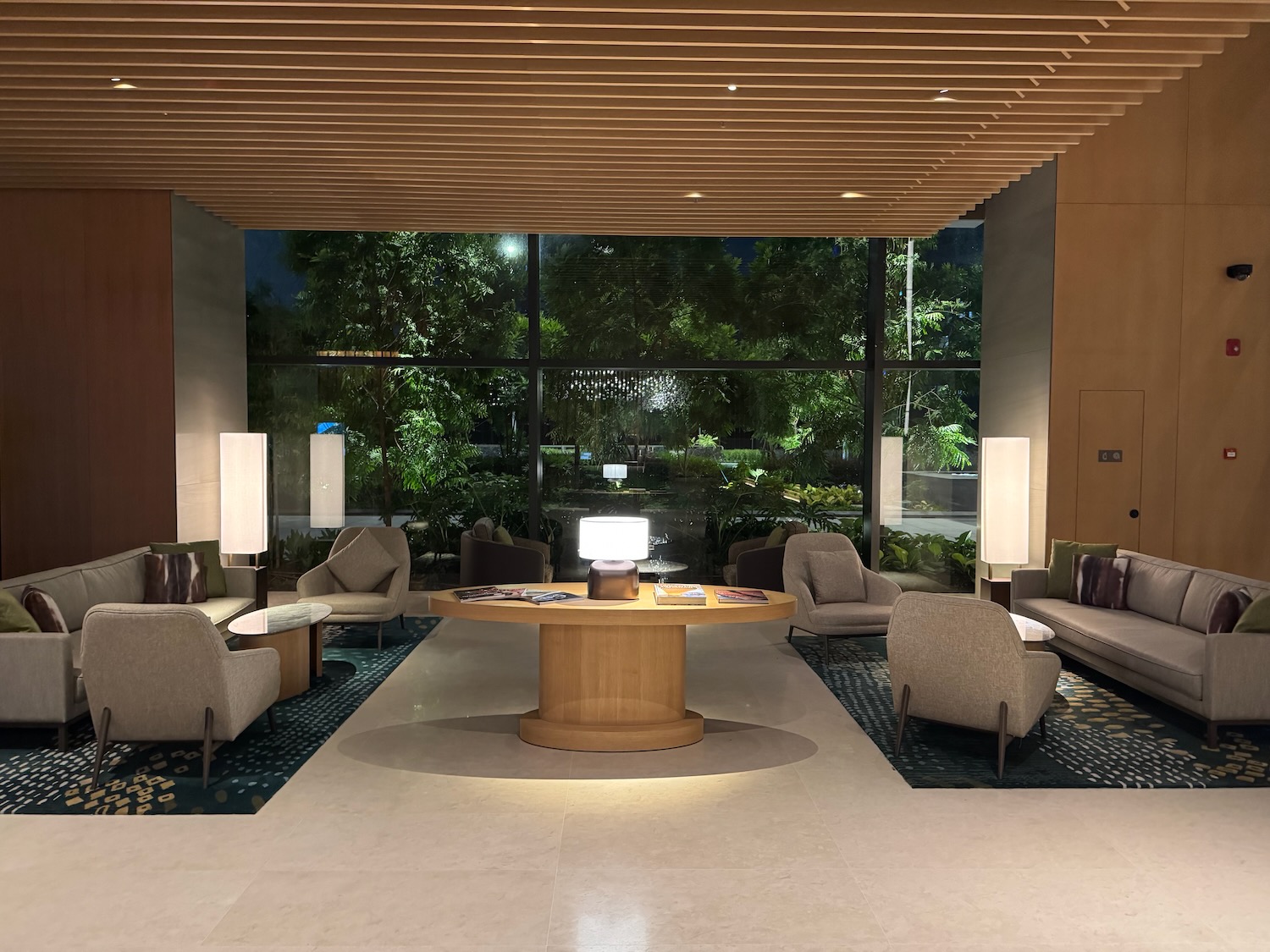 a room with a table and chairs