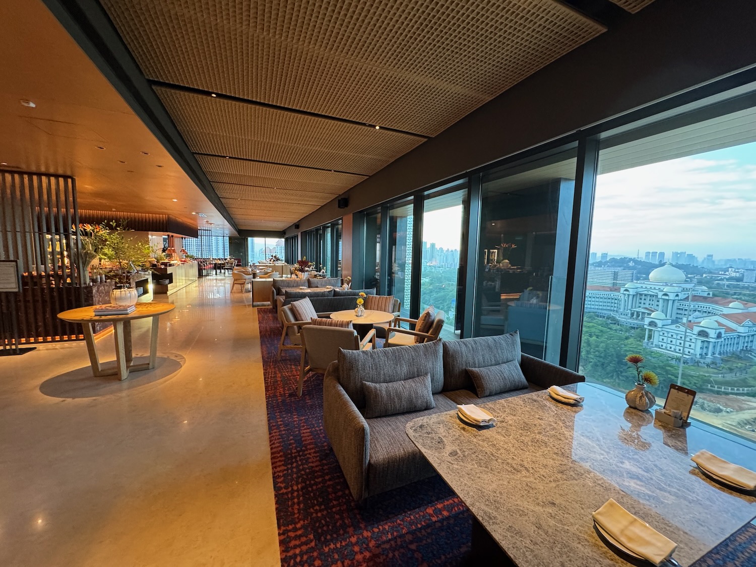 a large room with tables and chairs