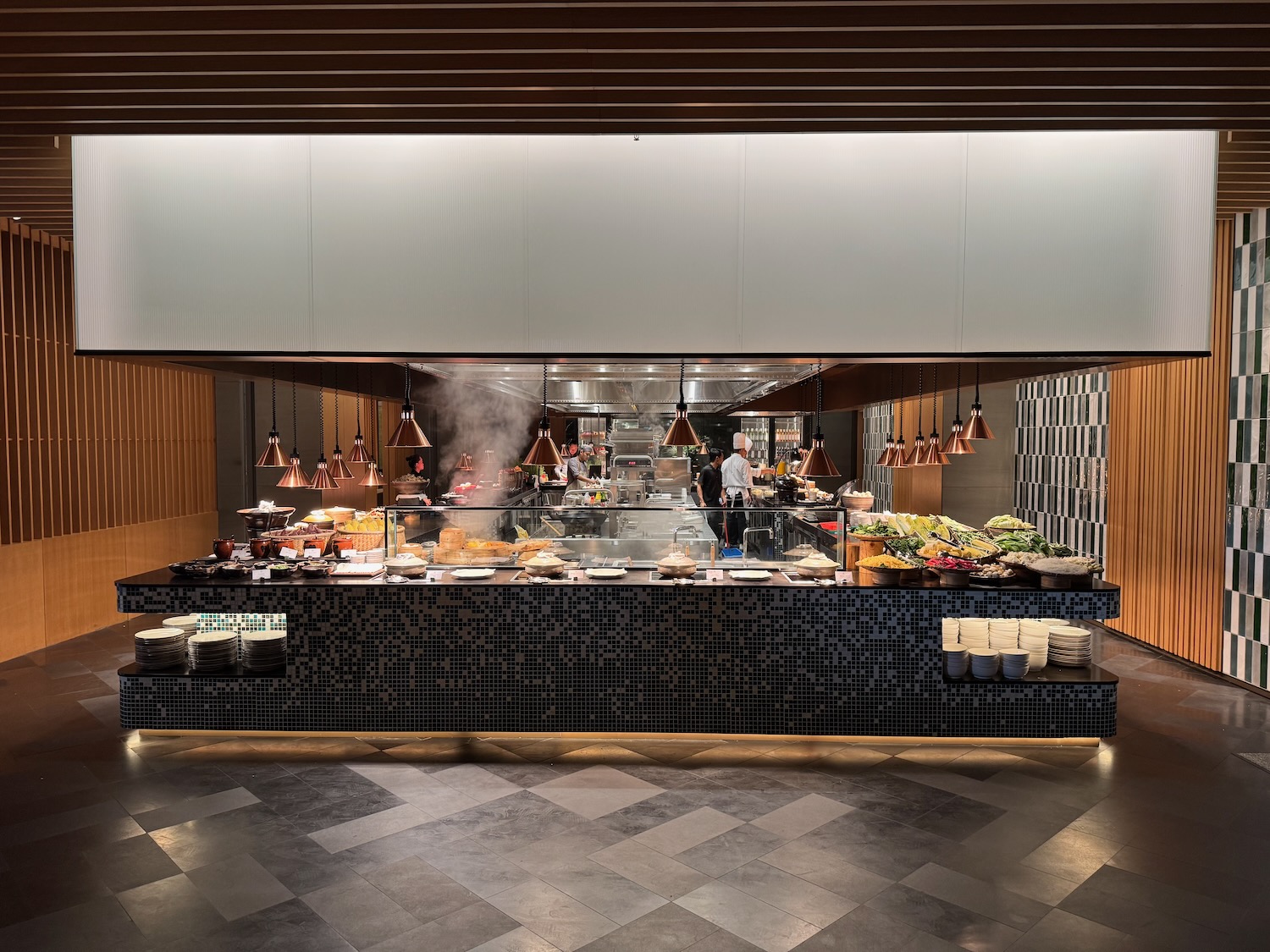 a food buffet in a restaurant