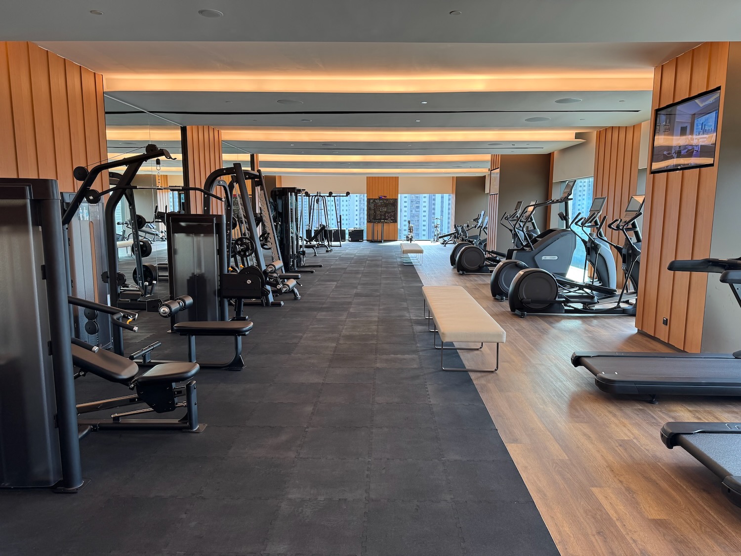 a gym with exercise equipment