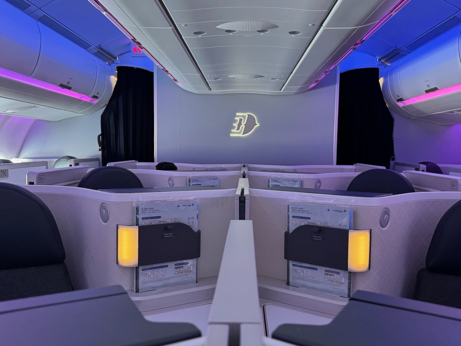 a room with seats and lights