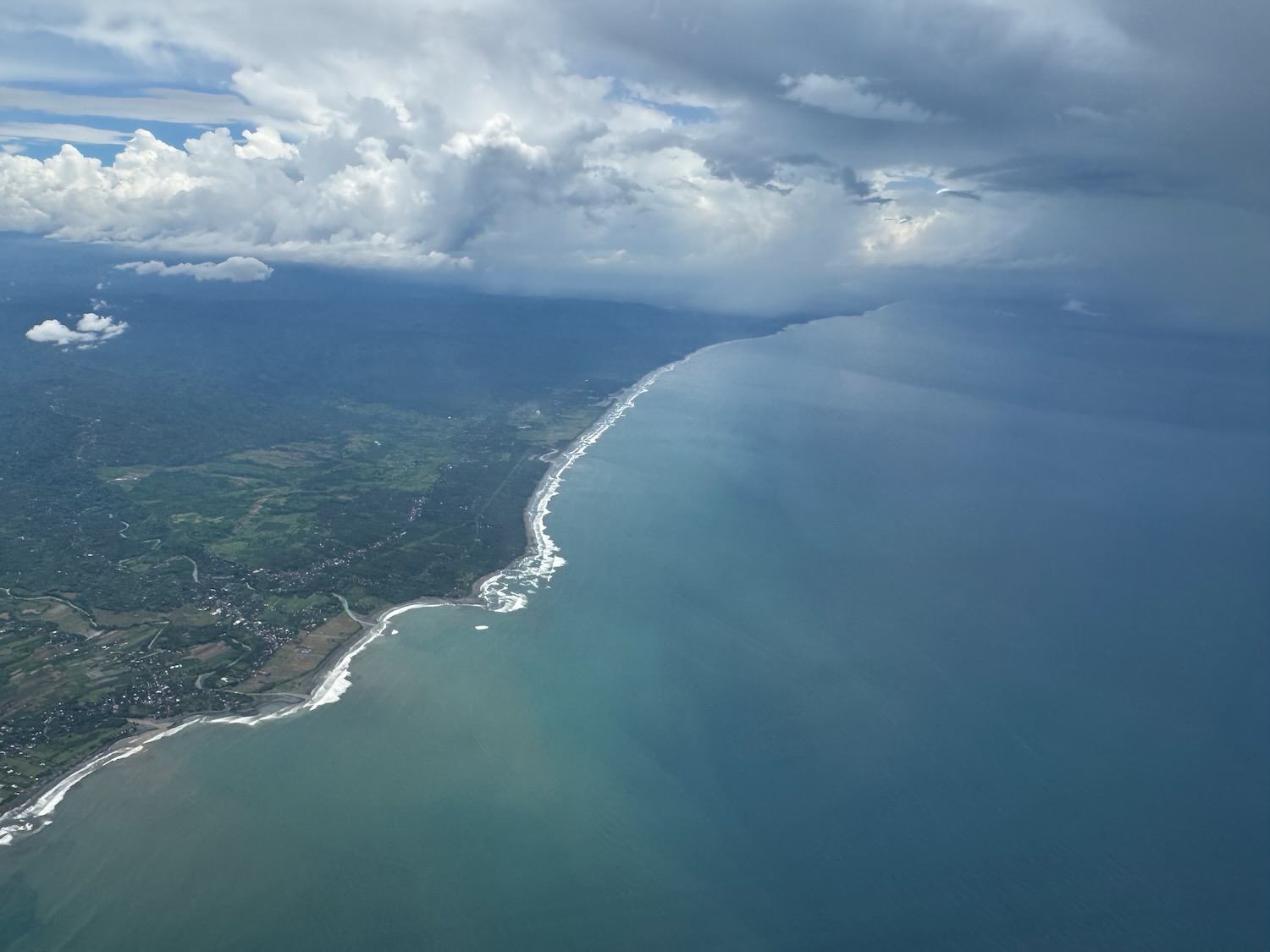 aerial view of a beach and ocean