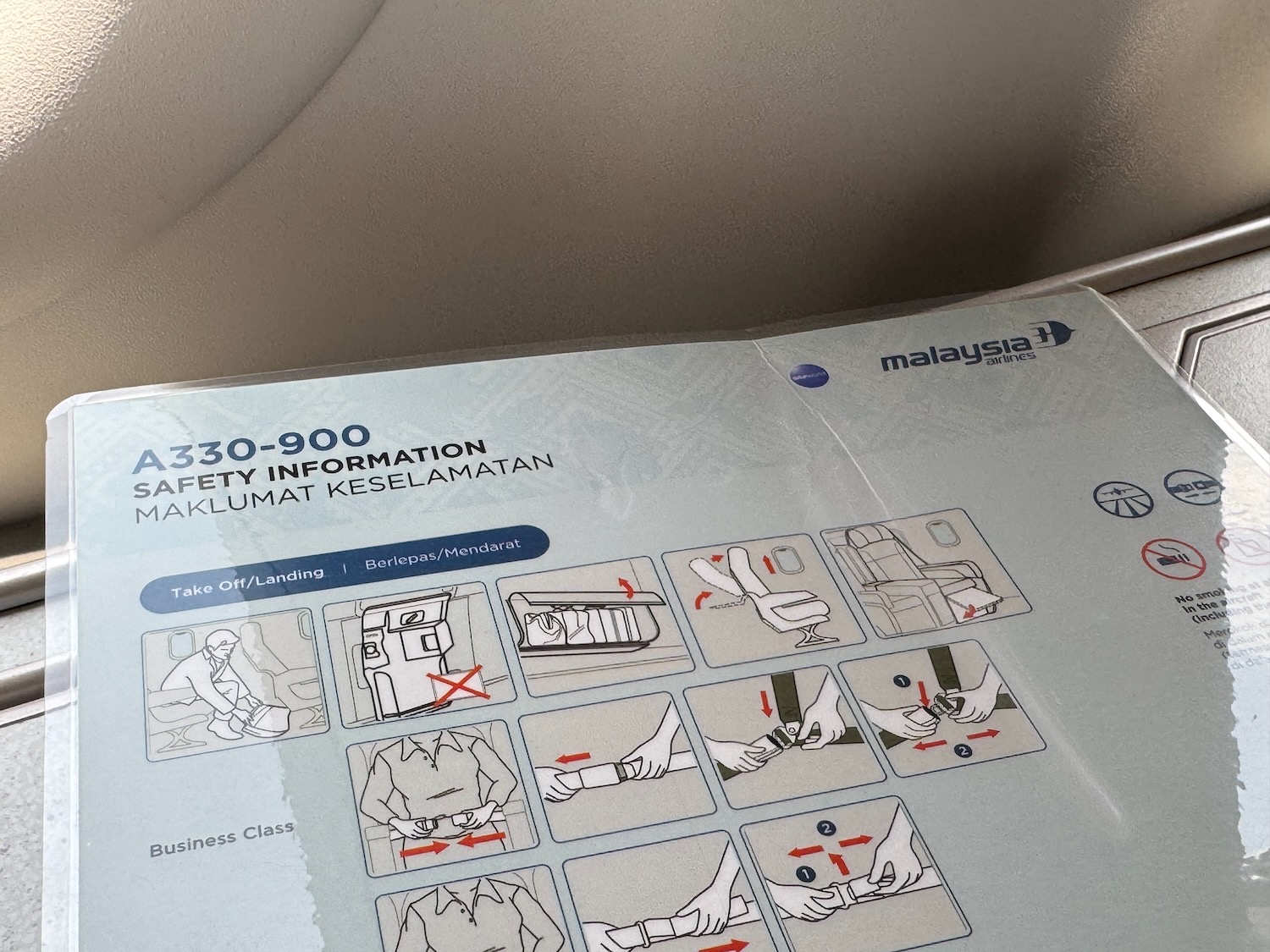 a instructions on a plane