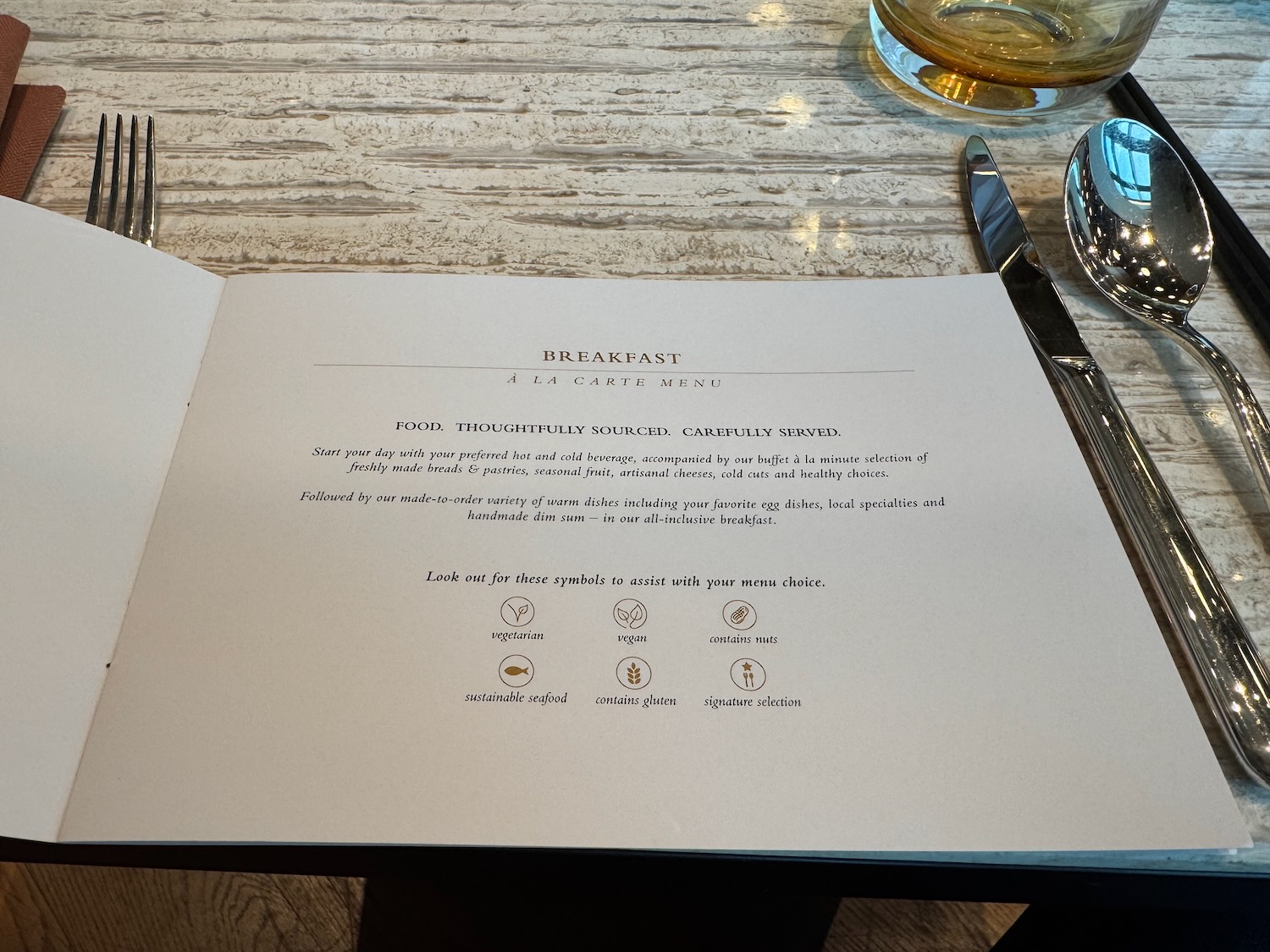 a menu on a table