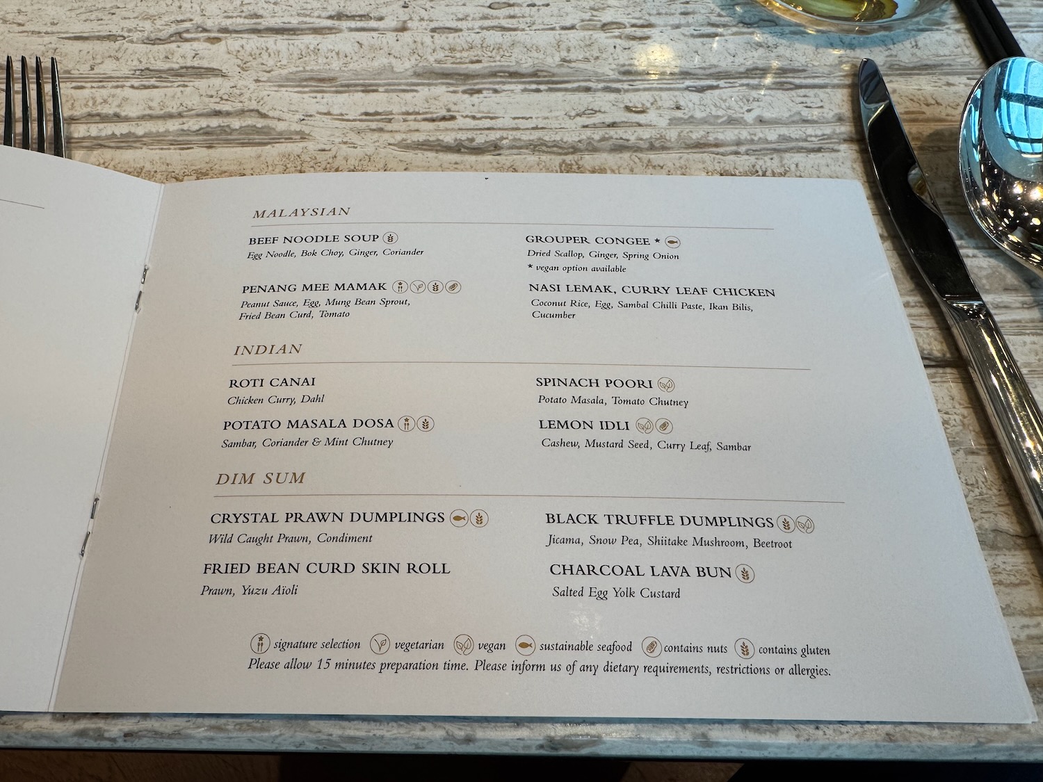 a menu on a table