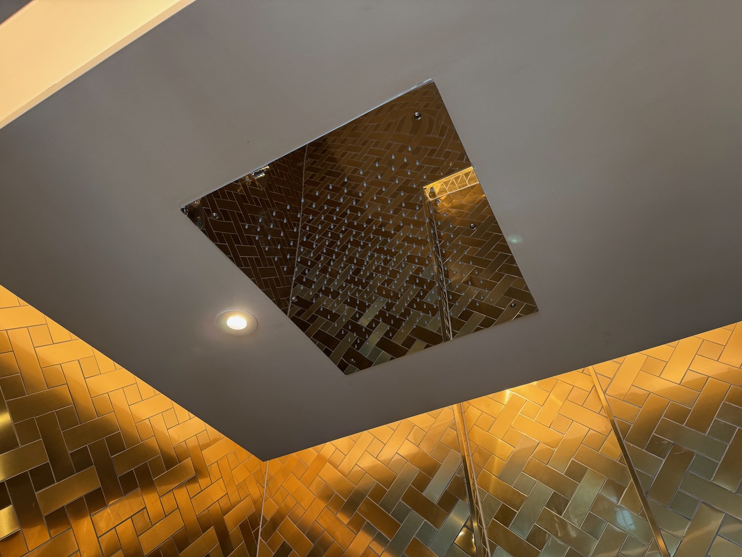 a mirror on the ceiling