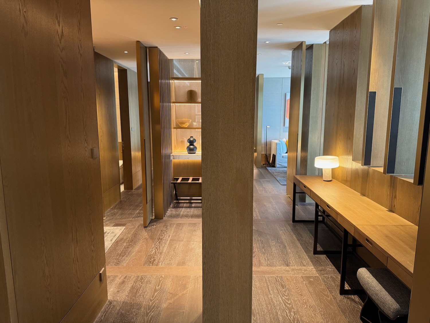 a room with a table and chairs