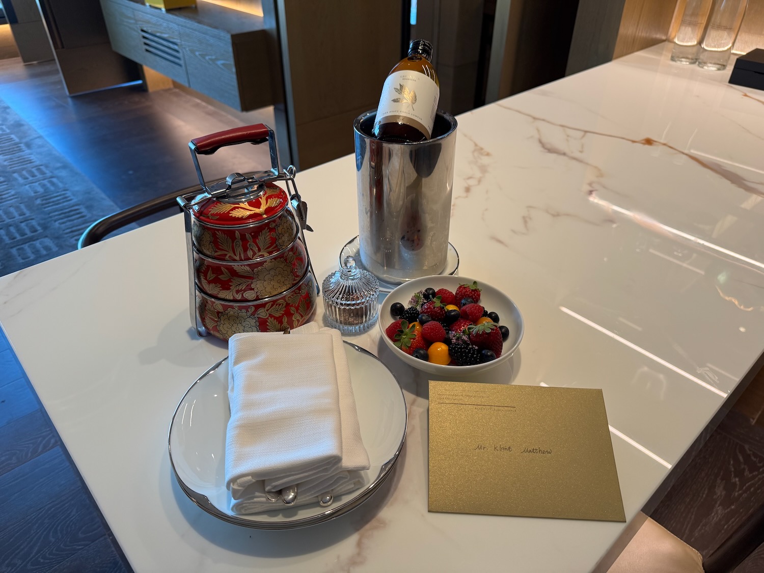 a table with food and drinks on it