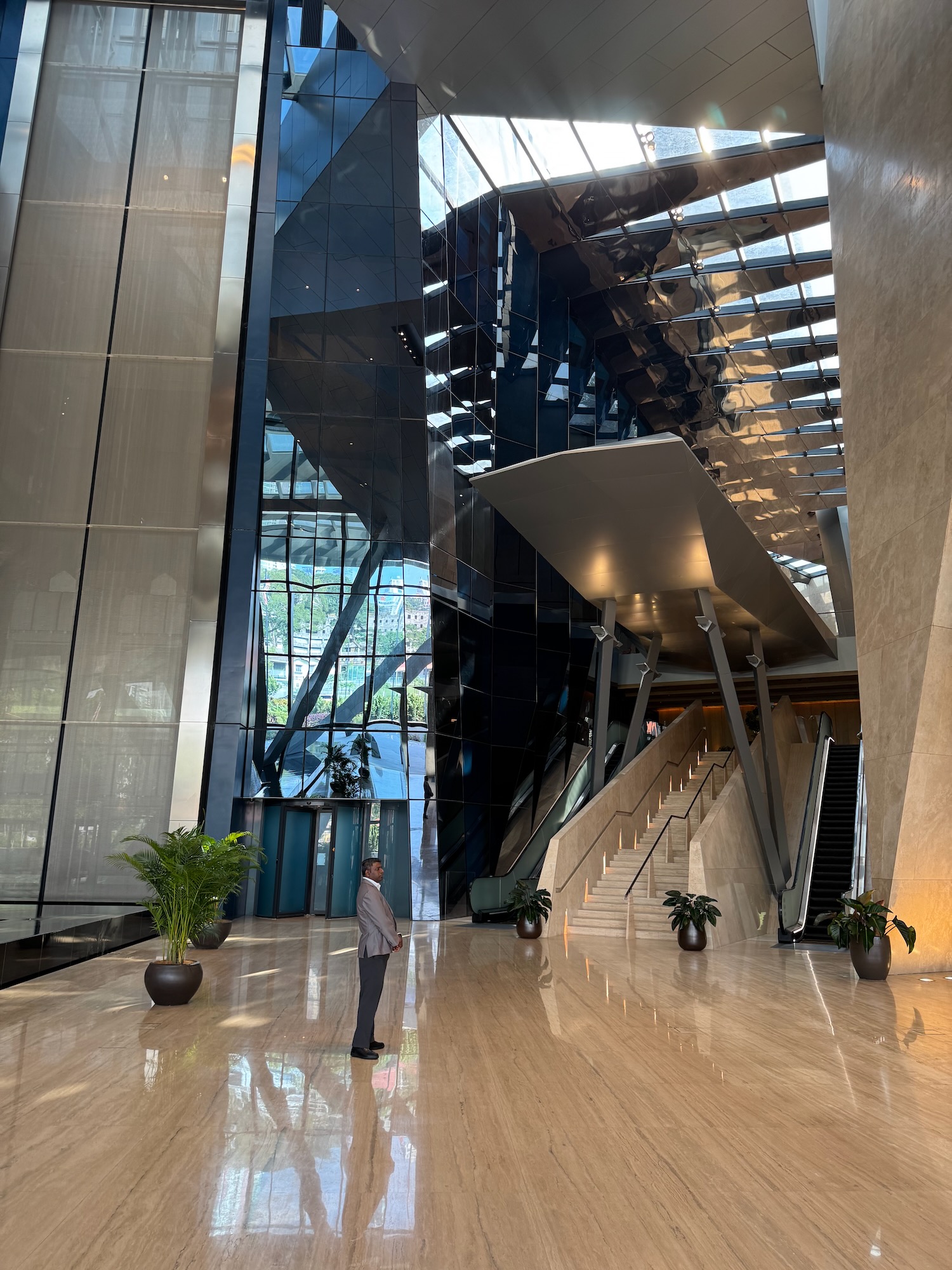 a man standing in a lobby