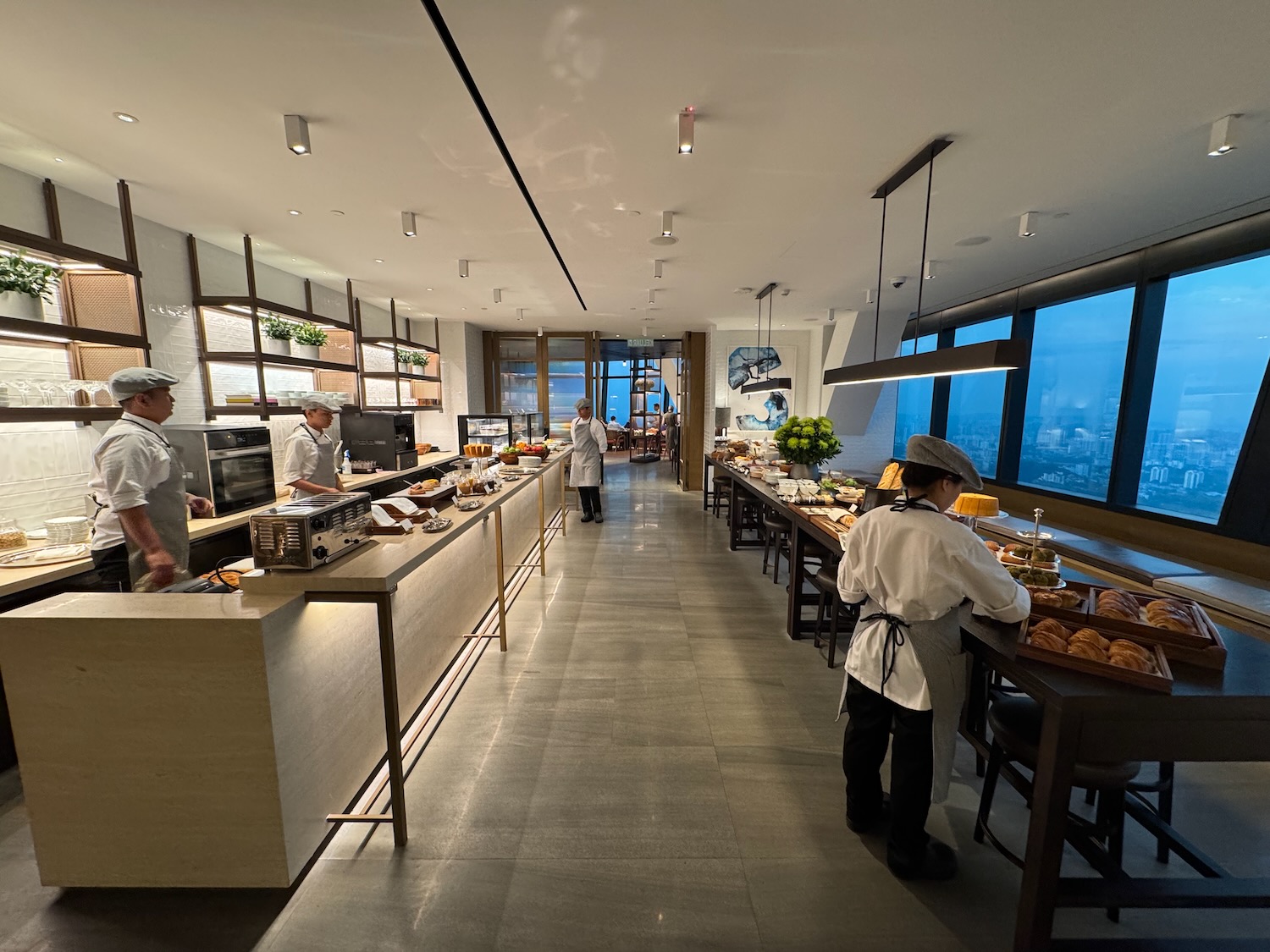 a group of people in a restaurant