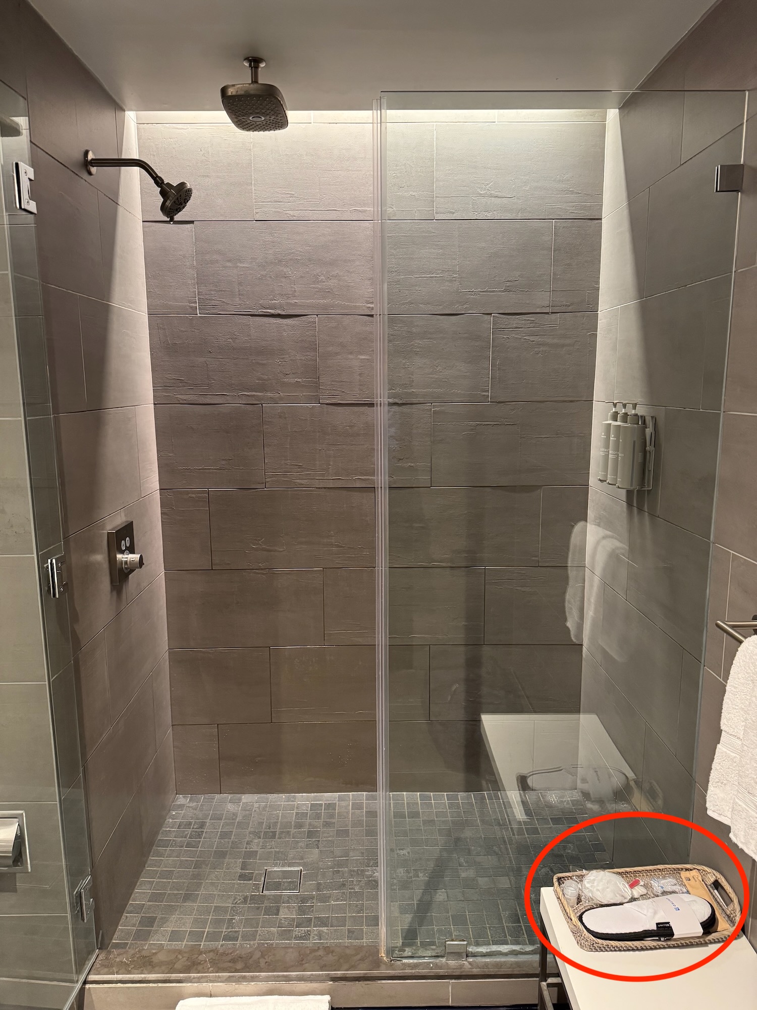 a shower with a glass door