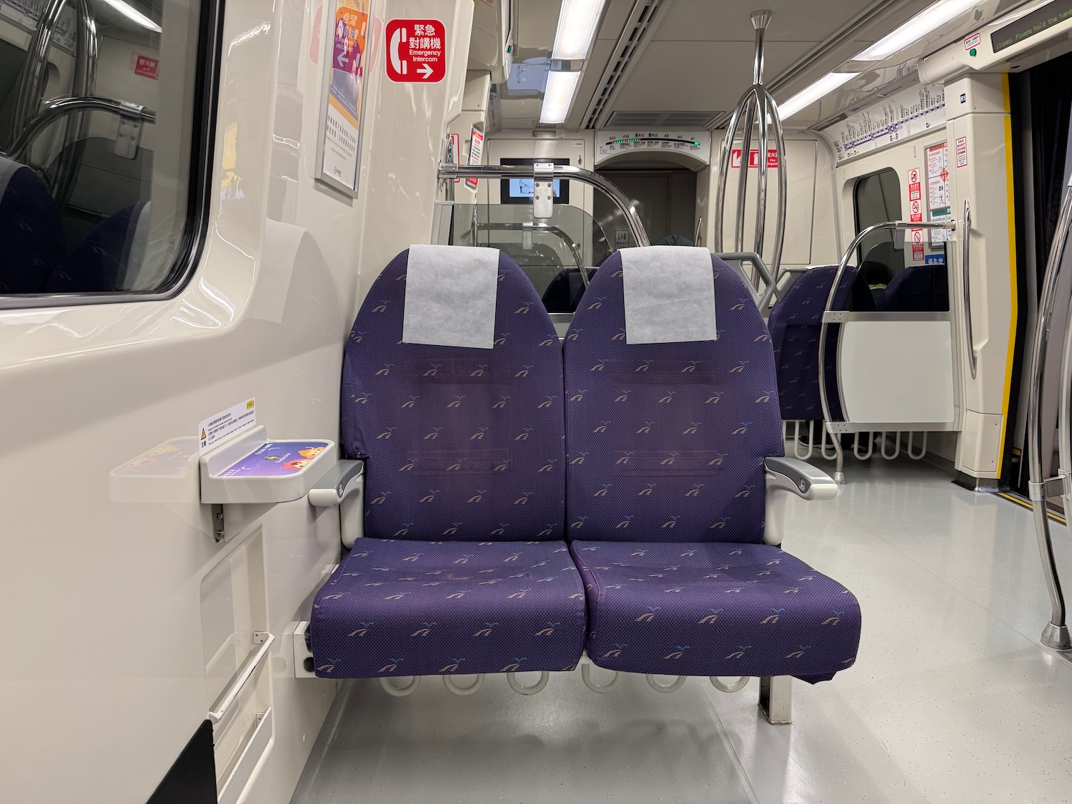 a seat in a train