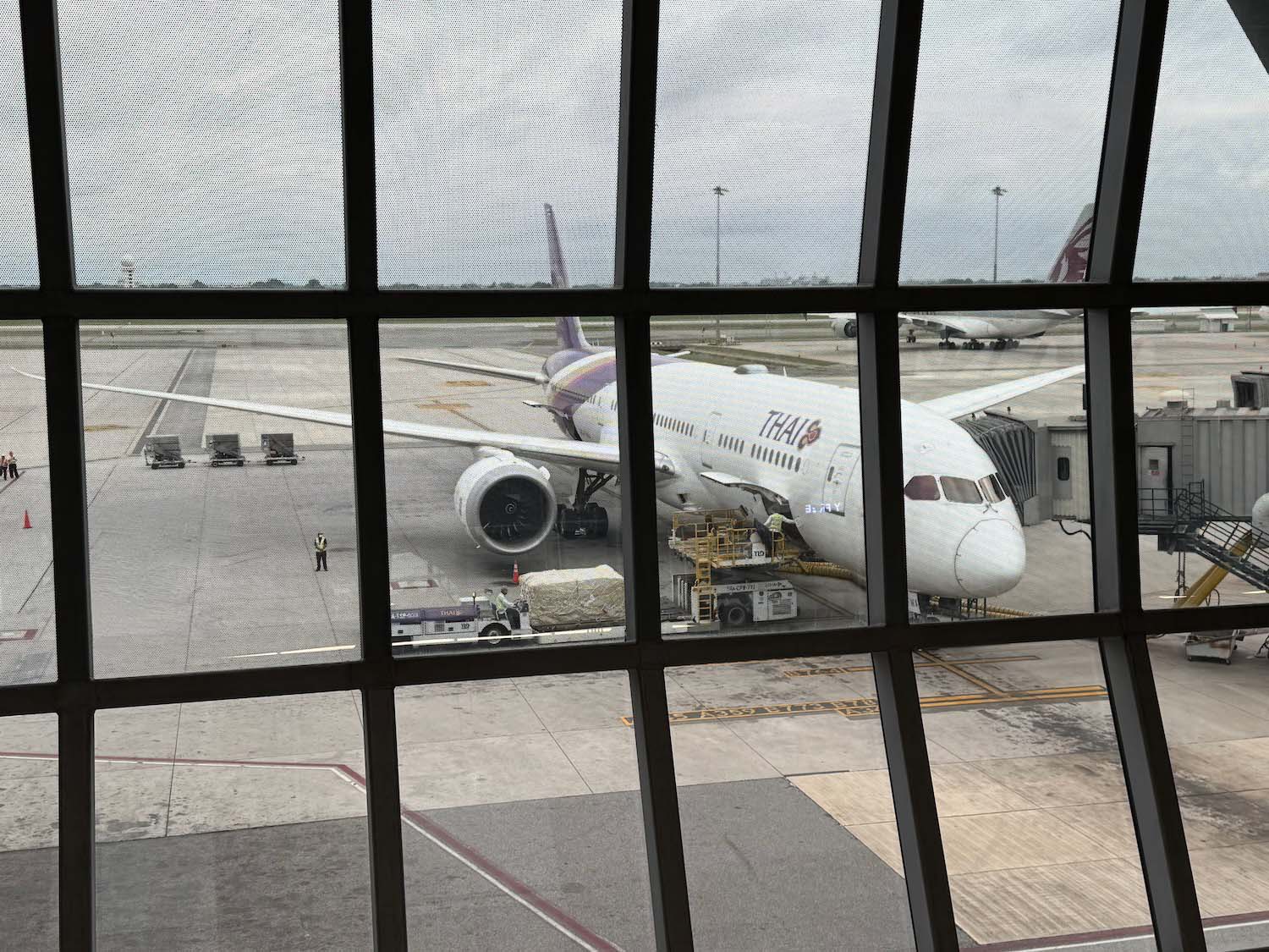 a plane parked at an airport