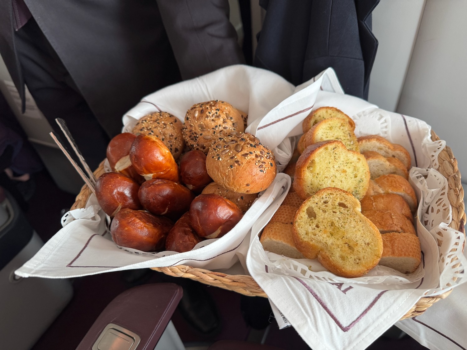 a basket of bread and rolls