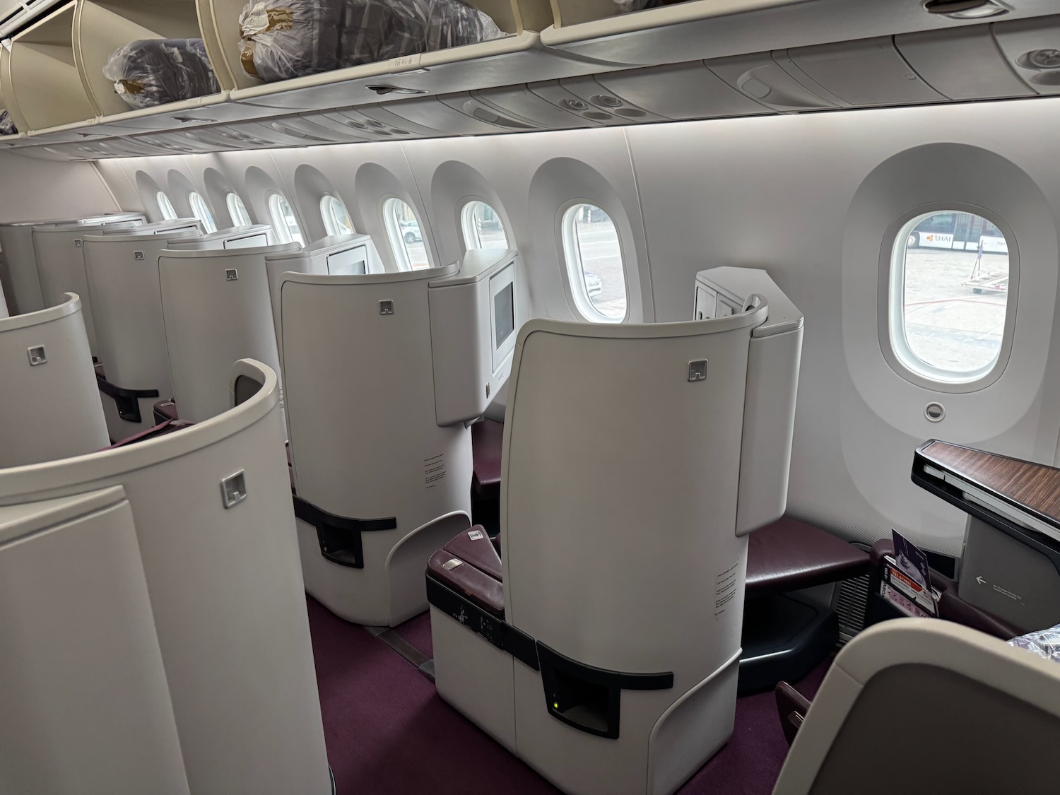 a row of seats on an airplane