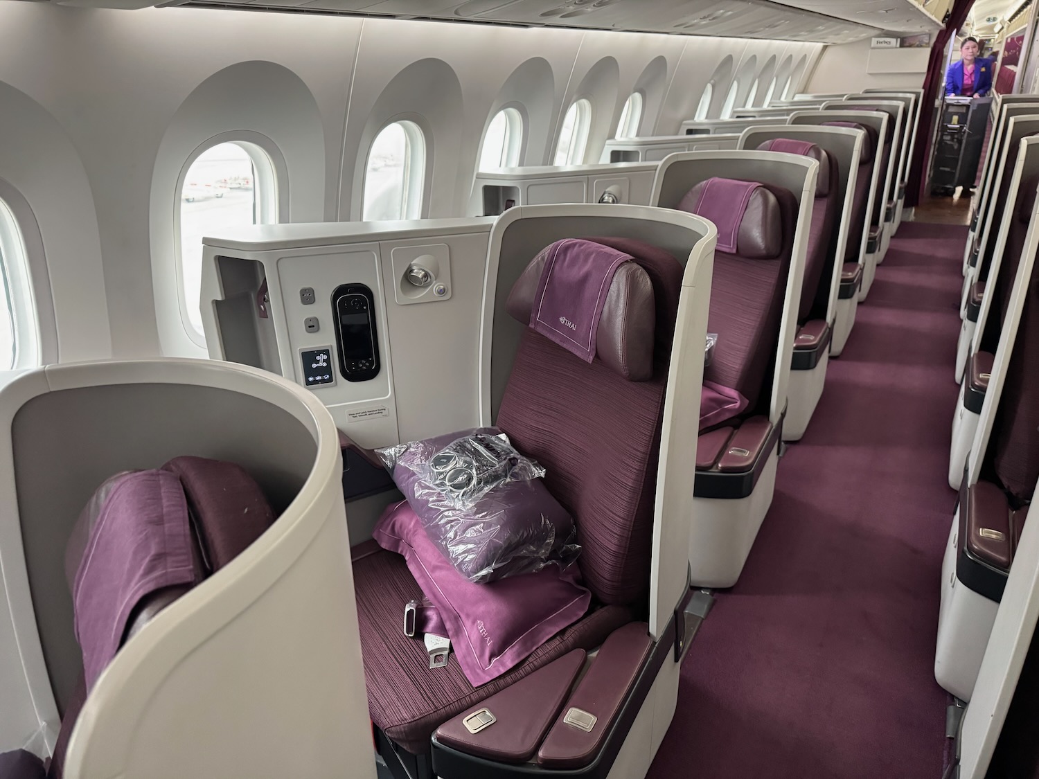 a row of seats in an airplane