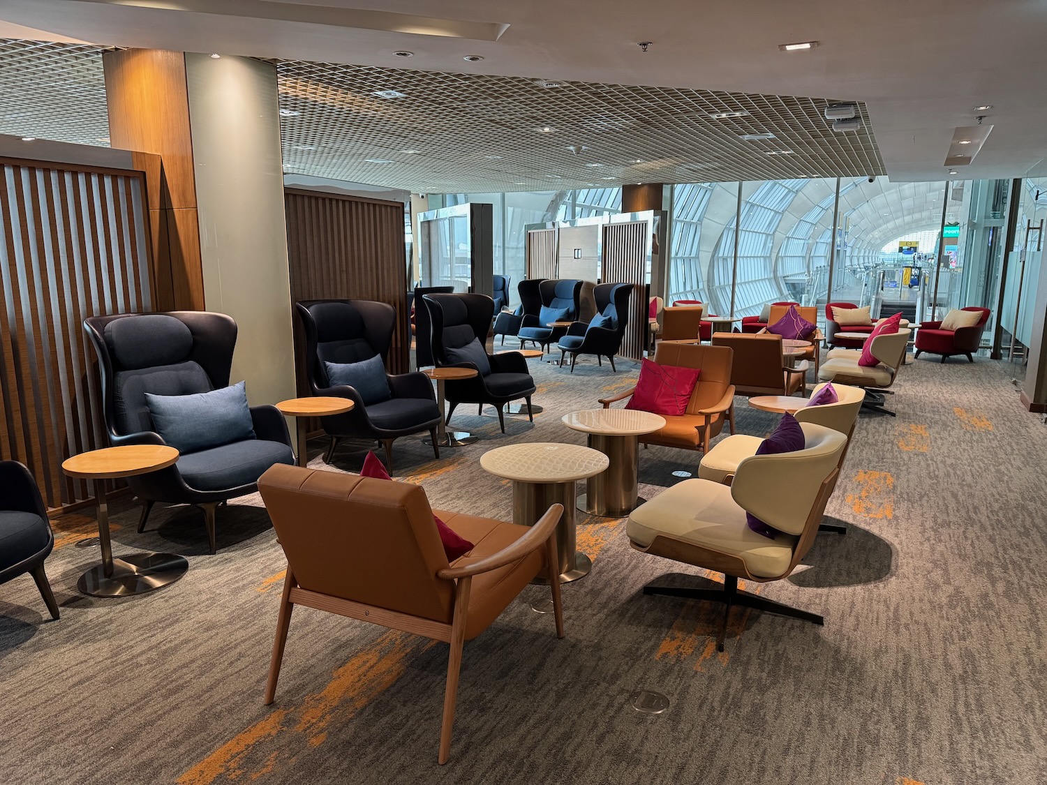 a room with chairs and tables