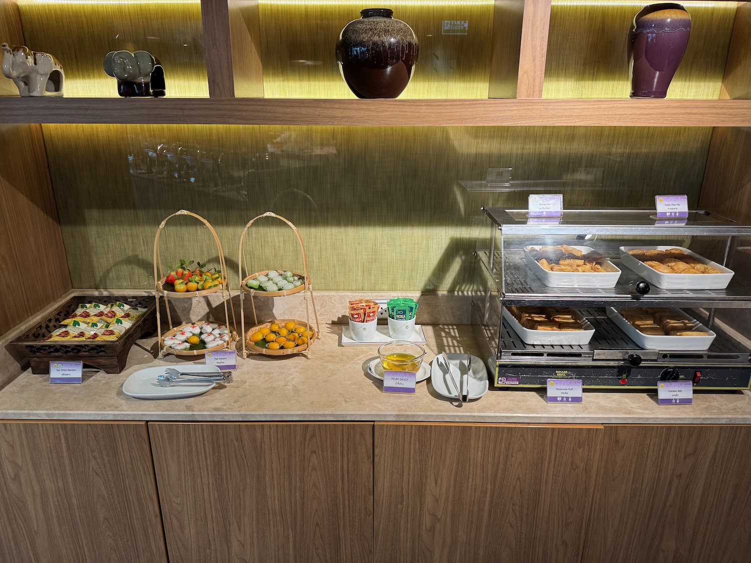 food on a counter in a restaurant