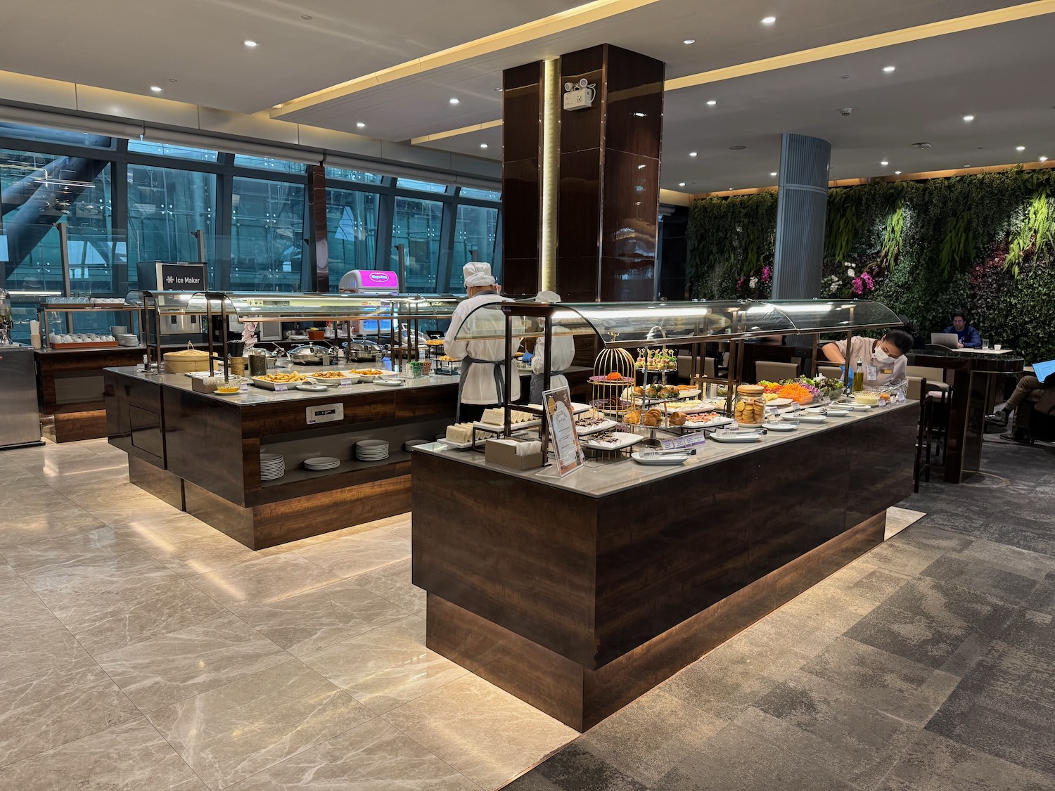 a buffet in a restaurant