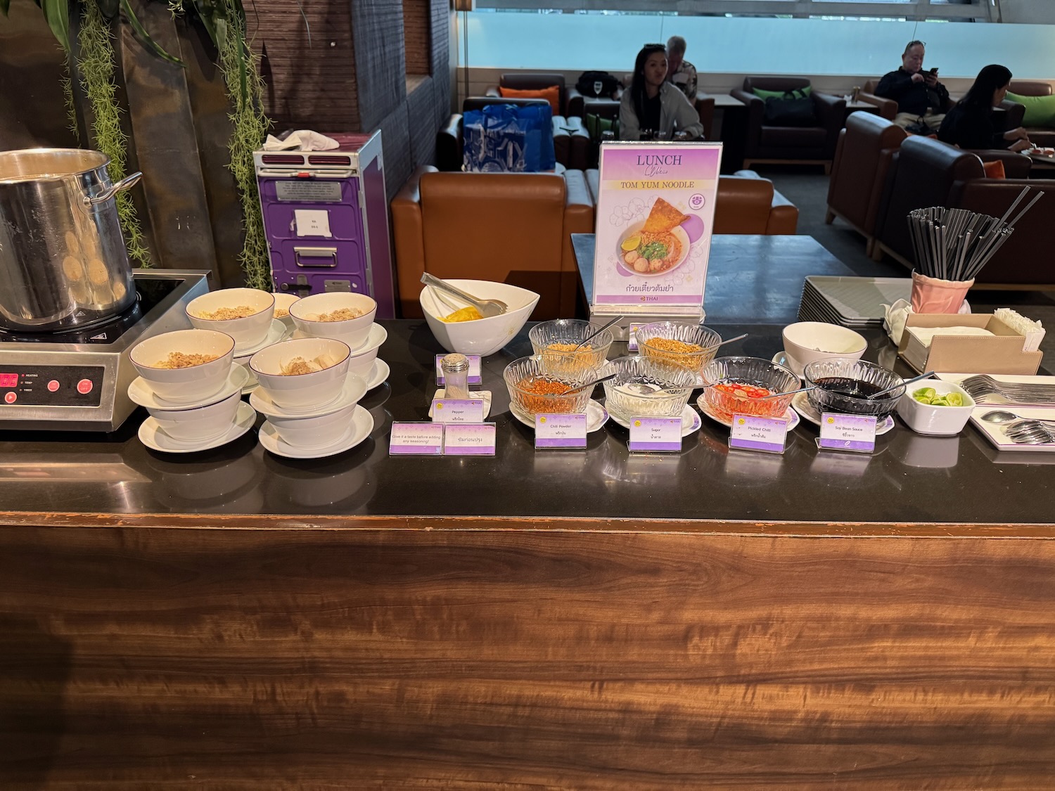 a table with bowls of food on it