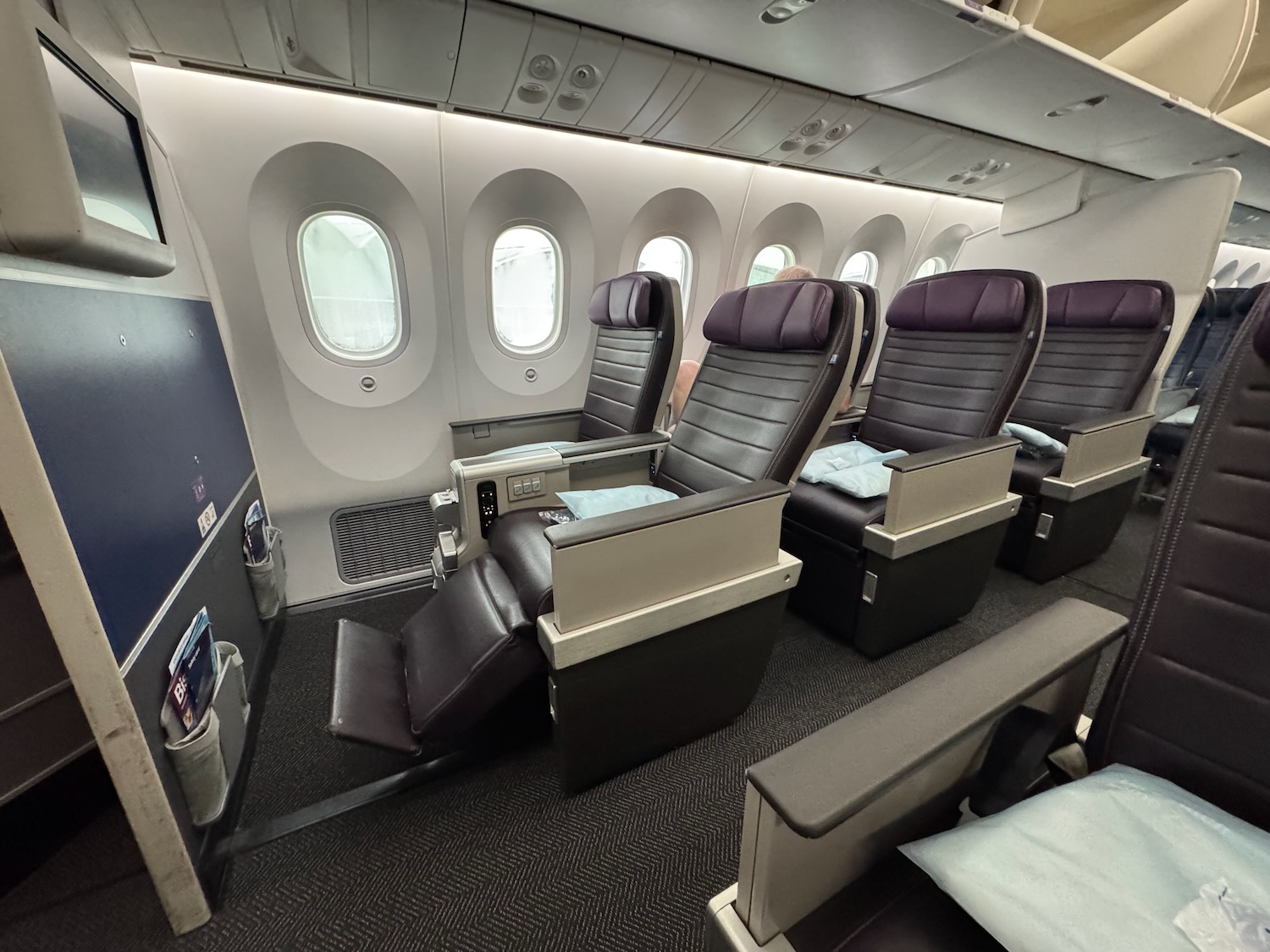 a plane with seats and windows