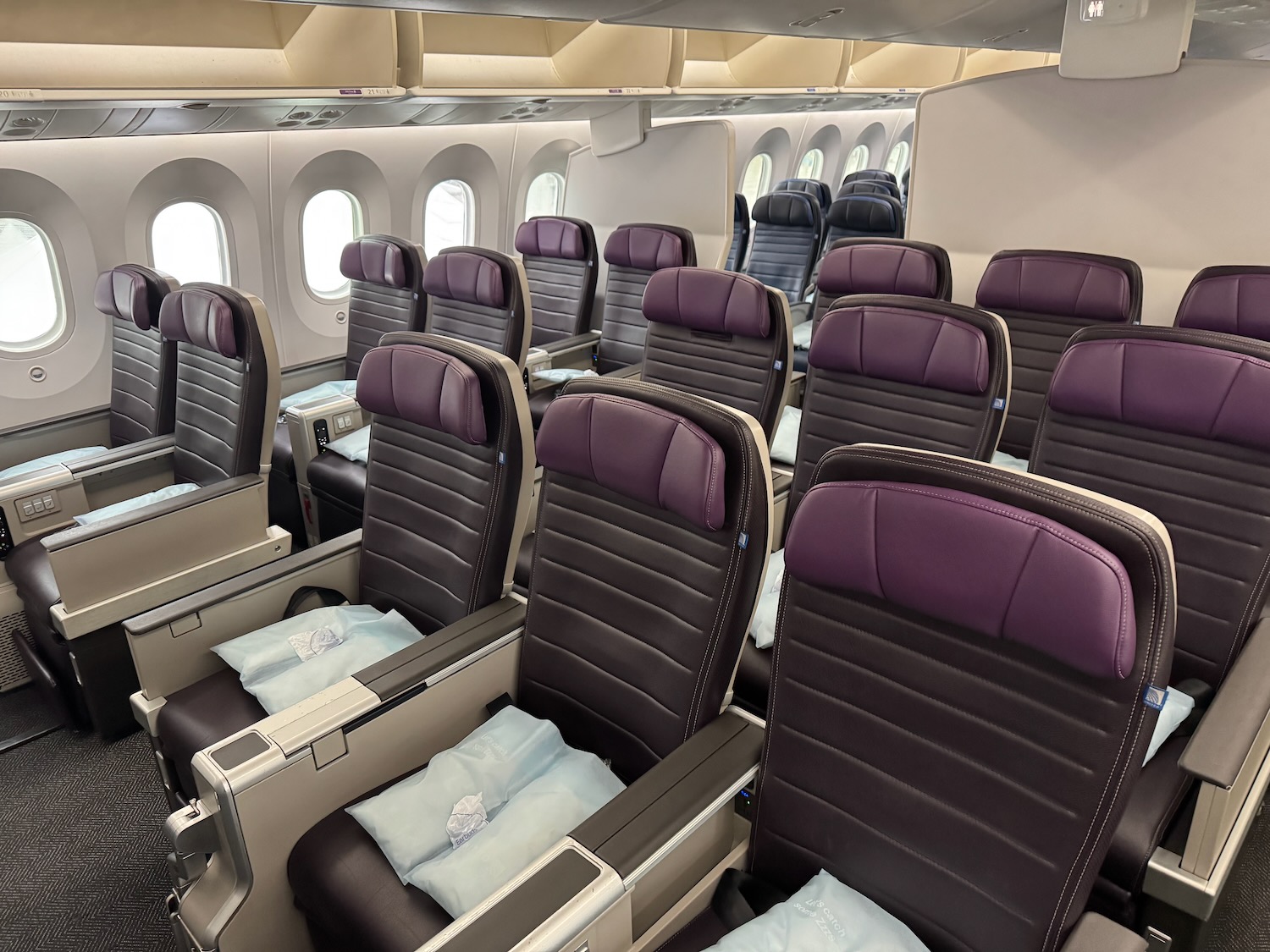 a row of seats in an airplane