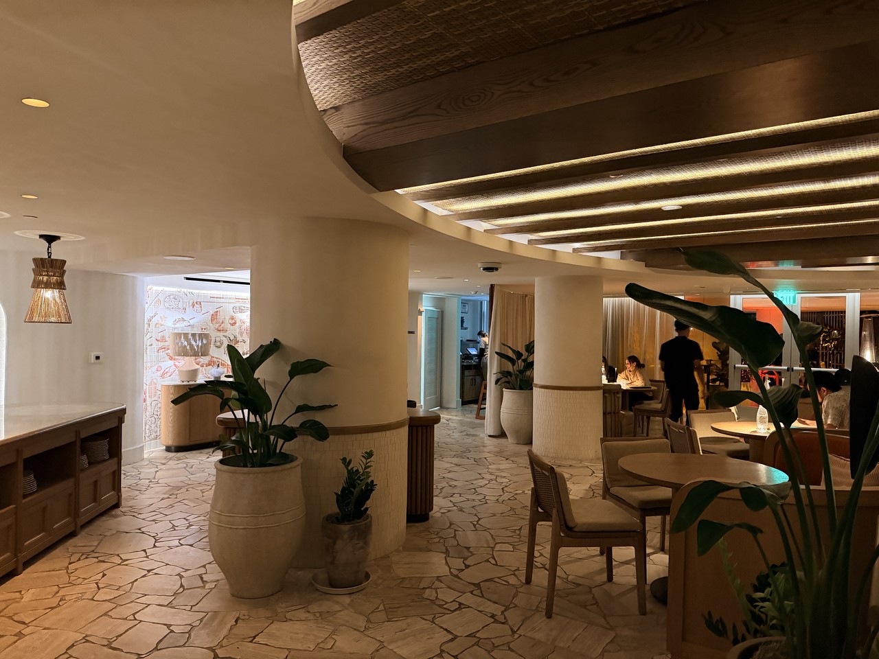 andaz miami beach review lobby stone ceiling hanging plants