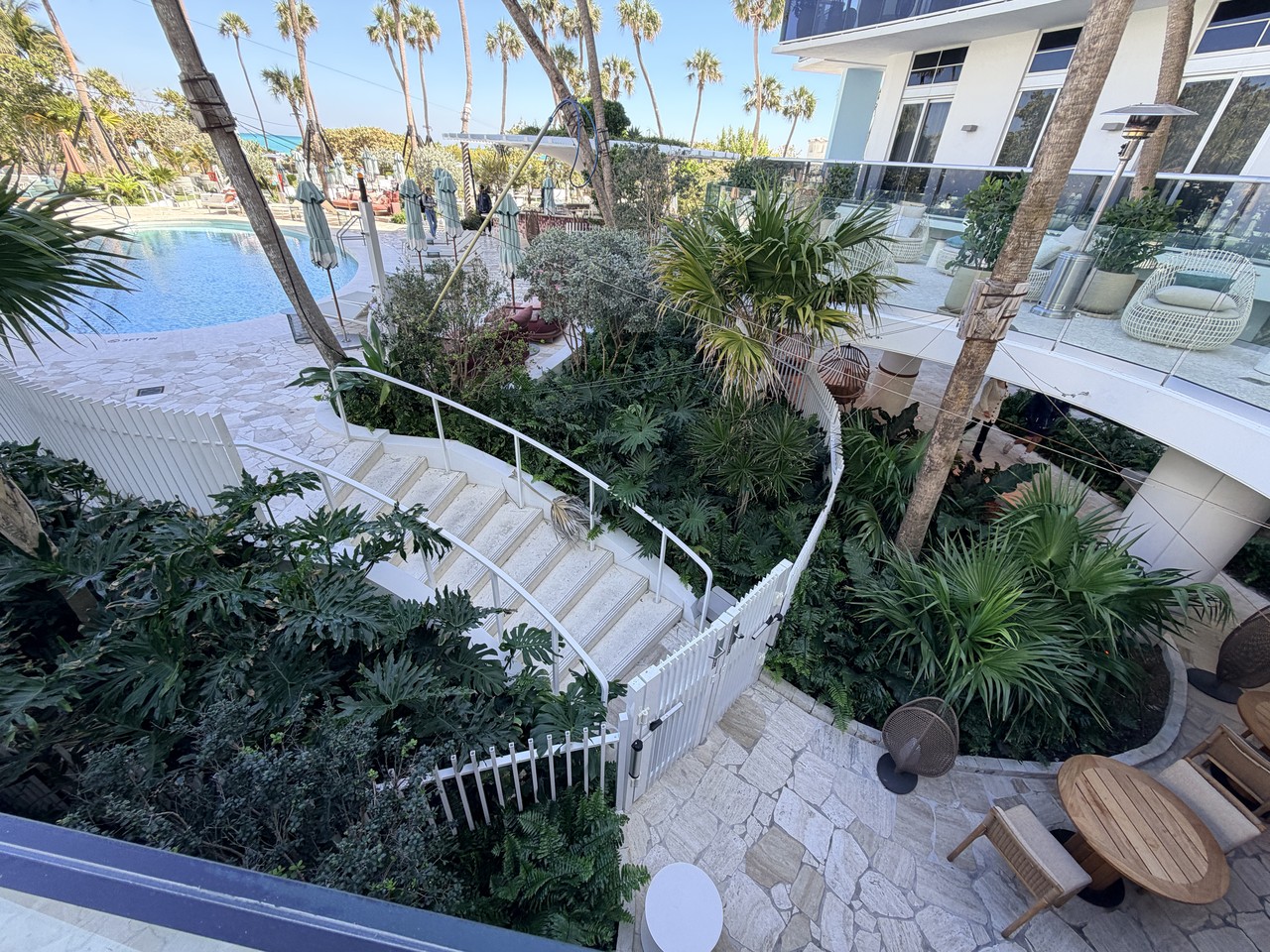 andaz miami beach review pool spiral staircase tropical landscaping