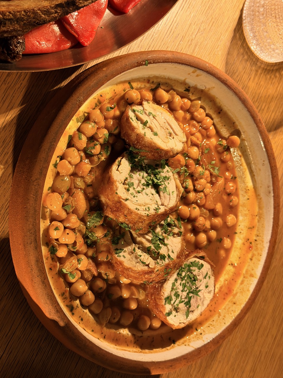 andaz miami beach review restaurant dinner chicken chickpeas clay pot