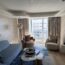 andaz miami beach review two bedroom suite living room blue sofa