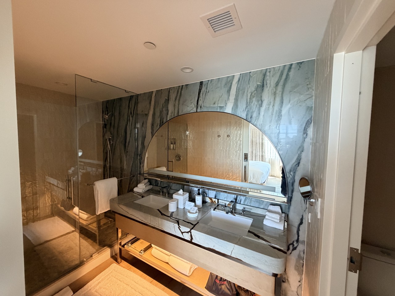 andaz miami beach review two bedroom suite master bathroom arch mirror vanity
