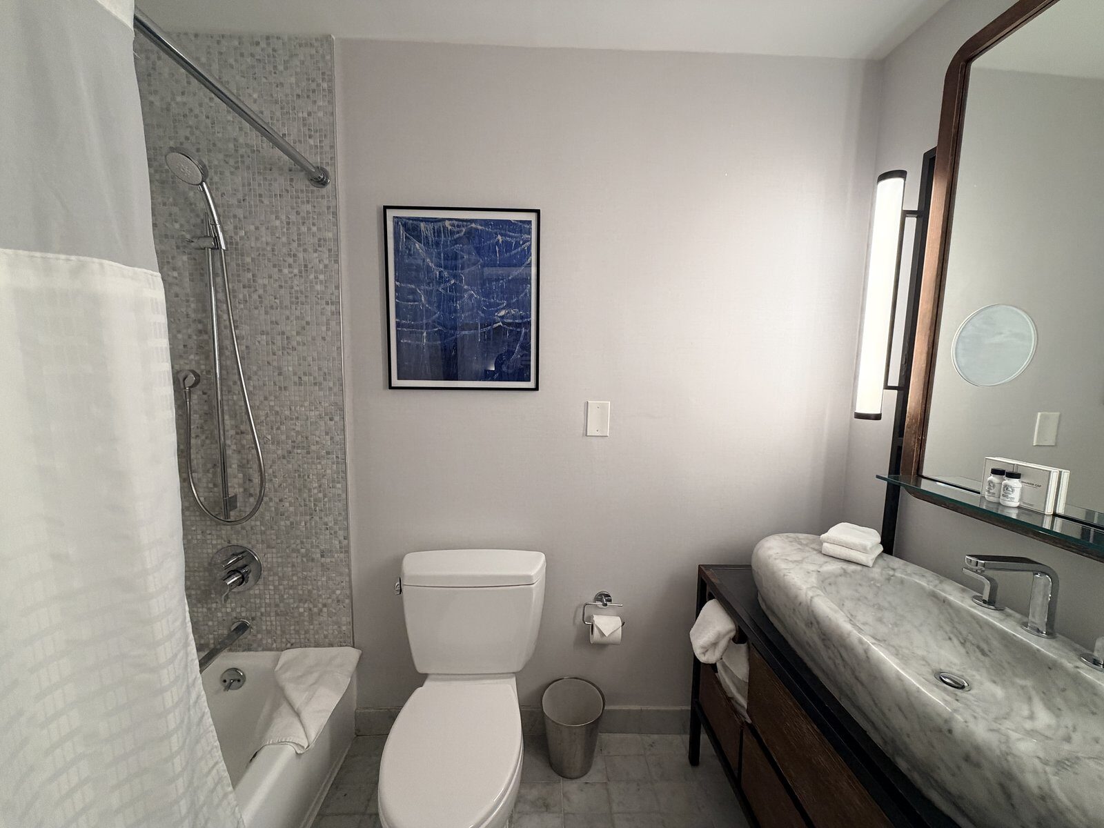 Queen deluxe bathroom toilet shower at Hotel Seville Nomad