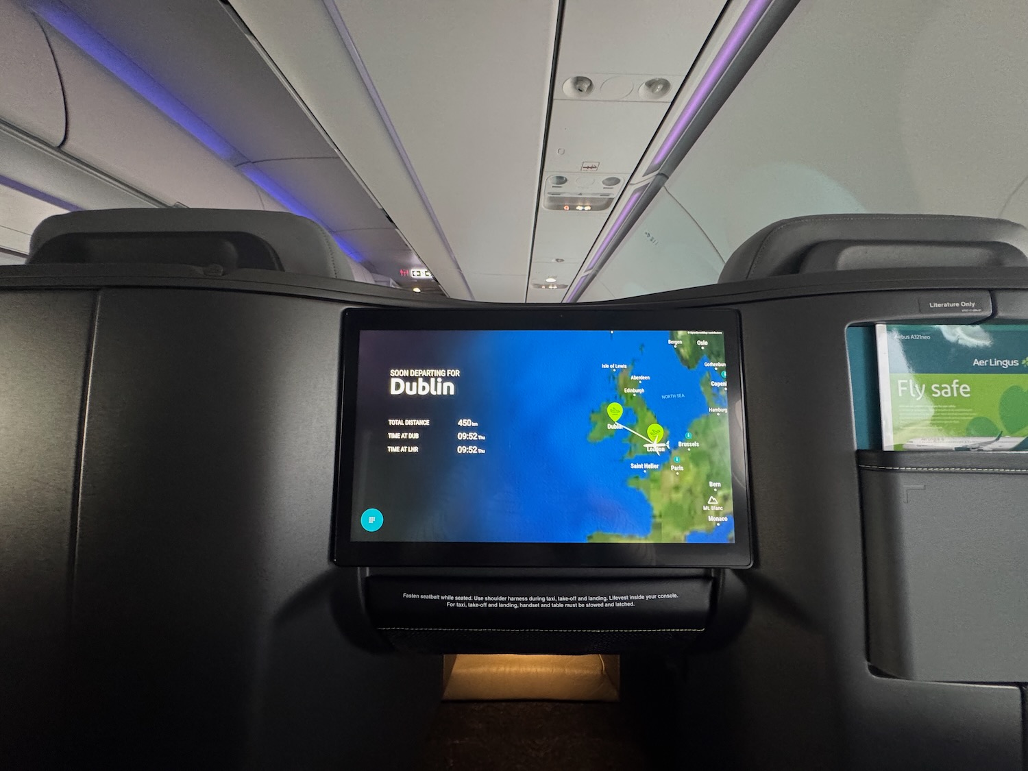 a screen on an airplane