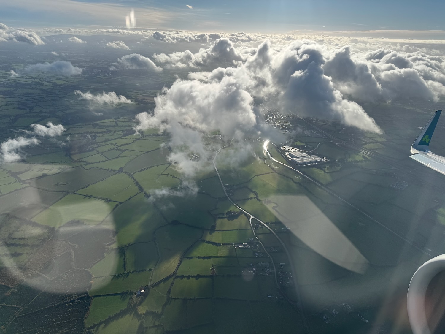 aerial view of clouds and a landscape