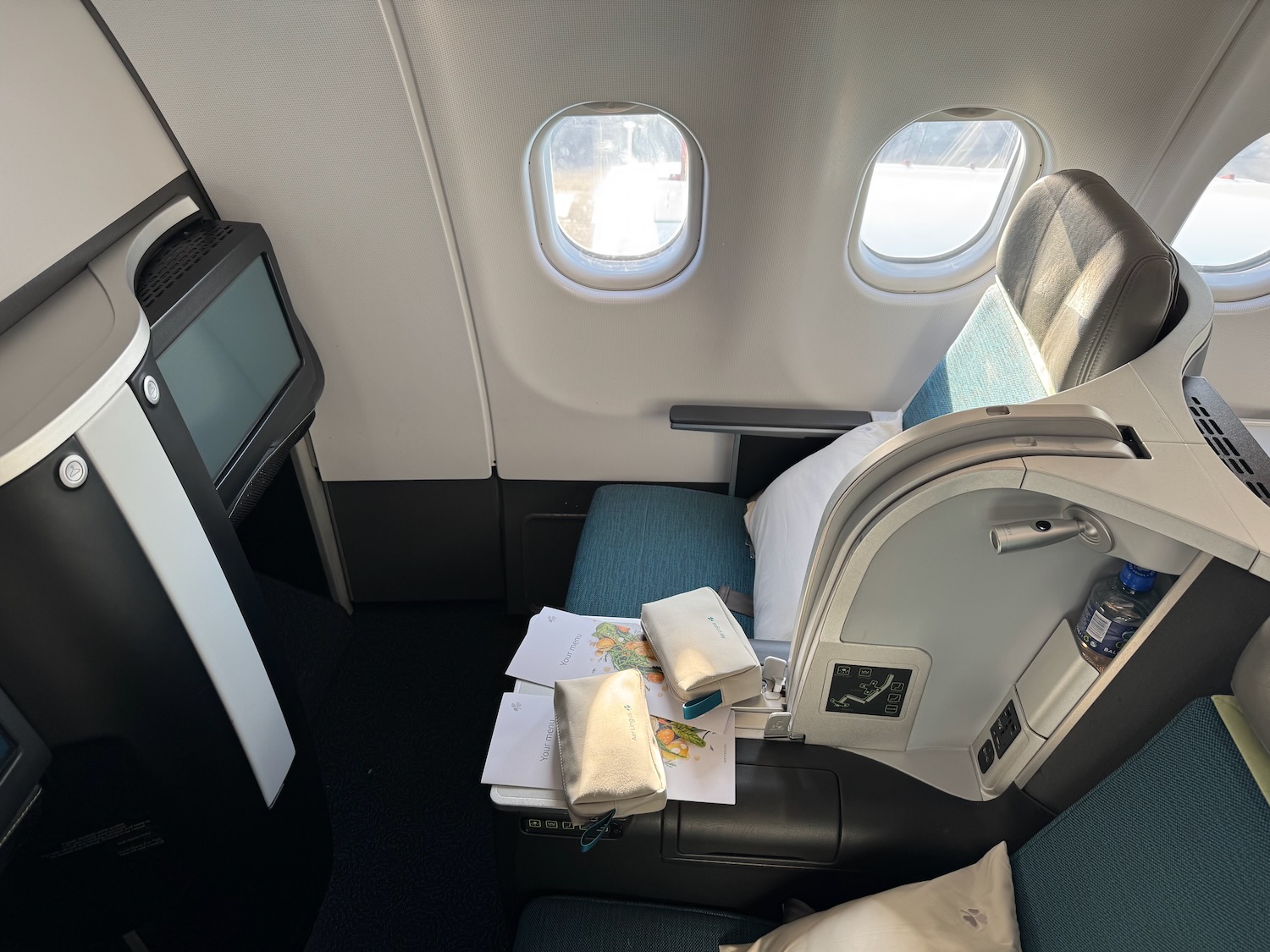 a seat in an airplane