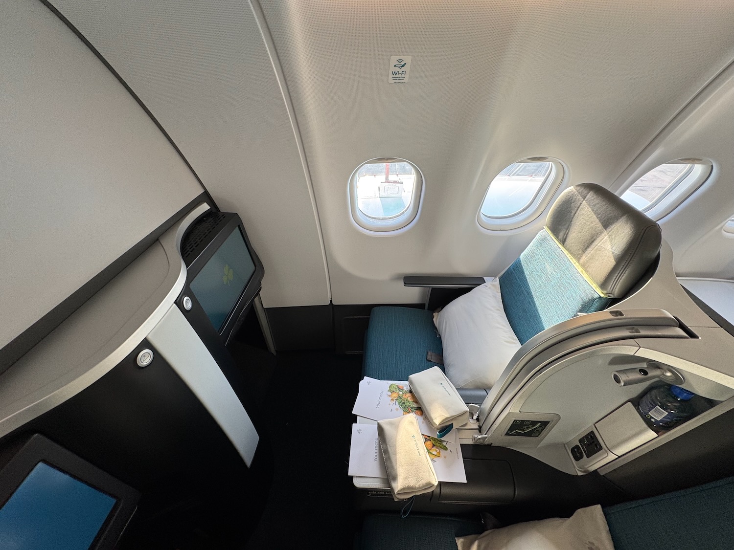 a seat in an airplane