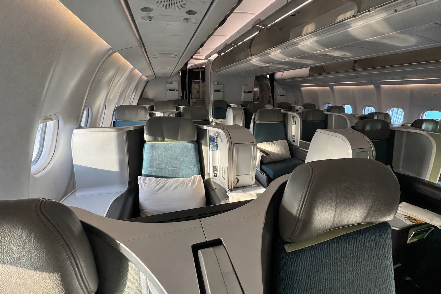 an airplane with seats and a window