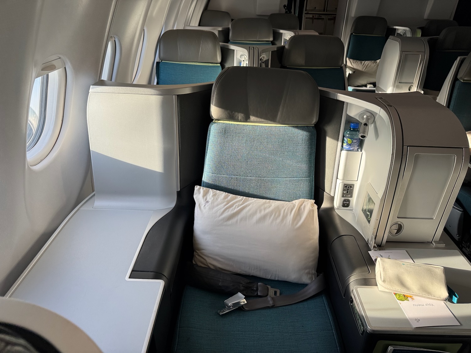 a seat in an airplane