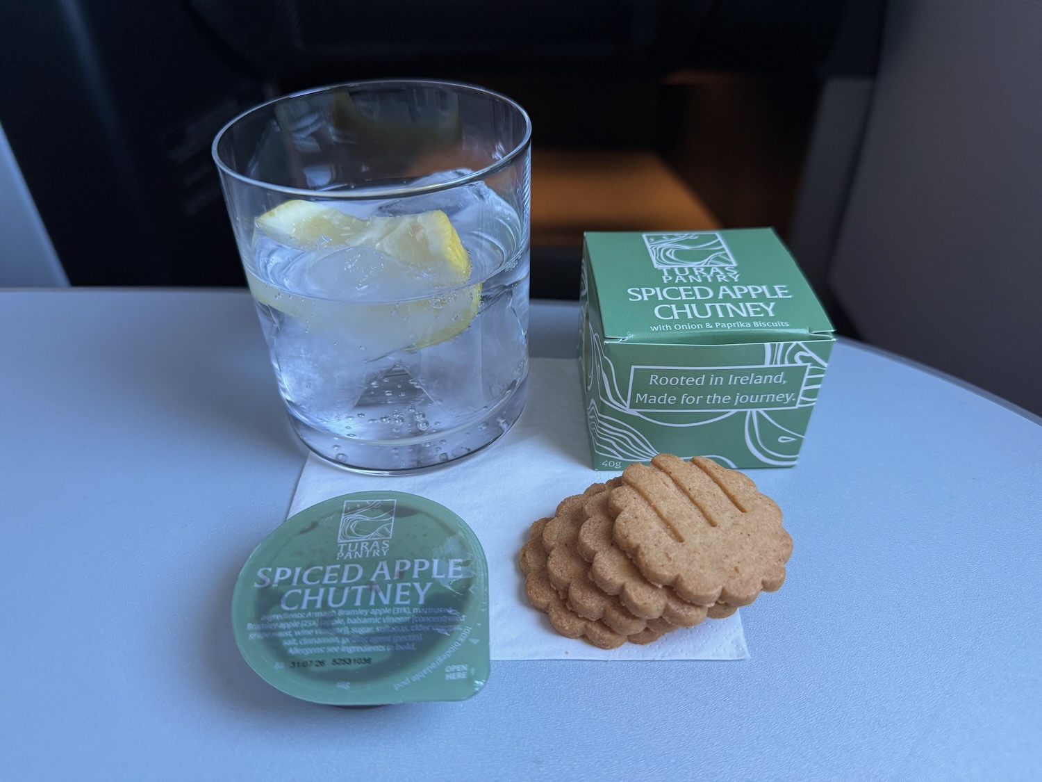 a glass of water and cookies