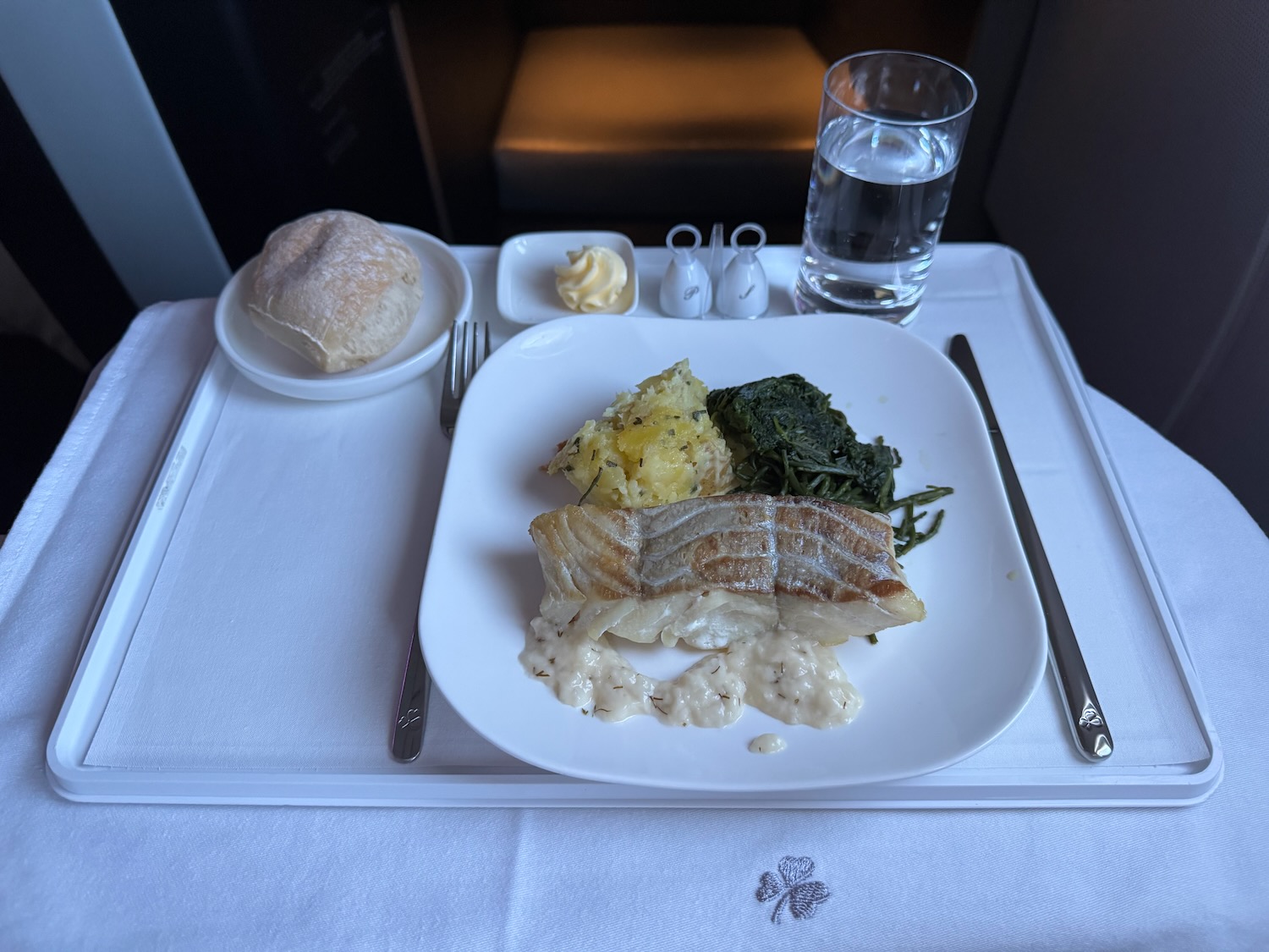 a plate of food on a tray